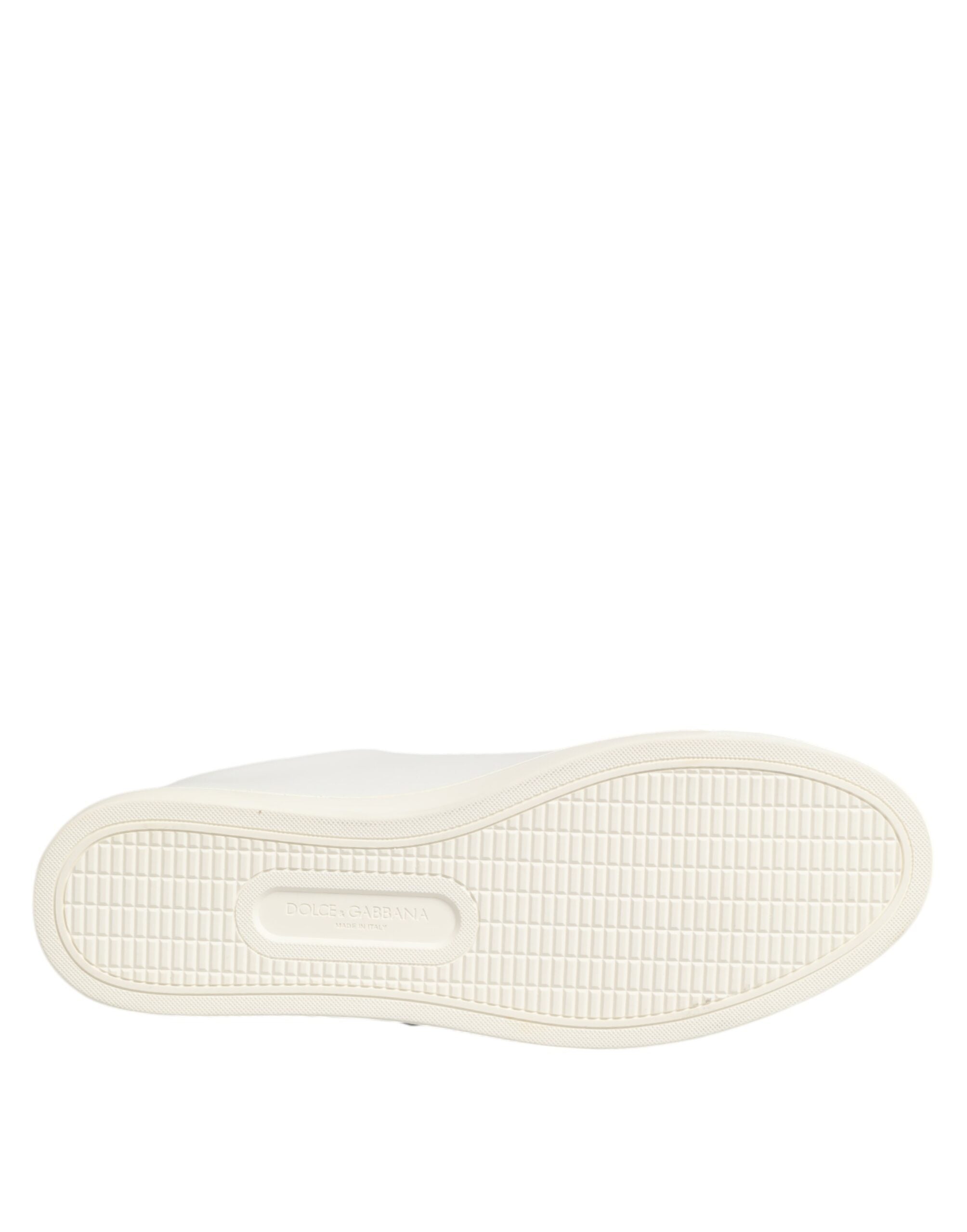 Dolce & Gabbana White Leather Sacred Heart Patch Sneakers Shoes - Luxe Nova