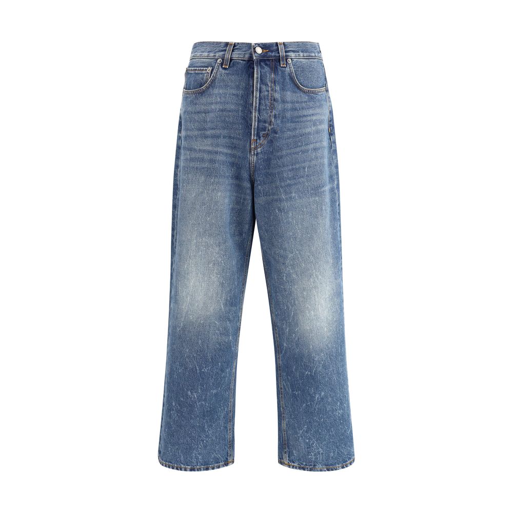 Haikure Blue Cotton Relaxed Fit Jeans