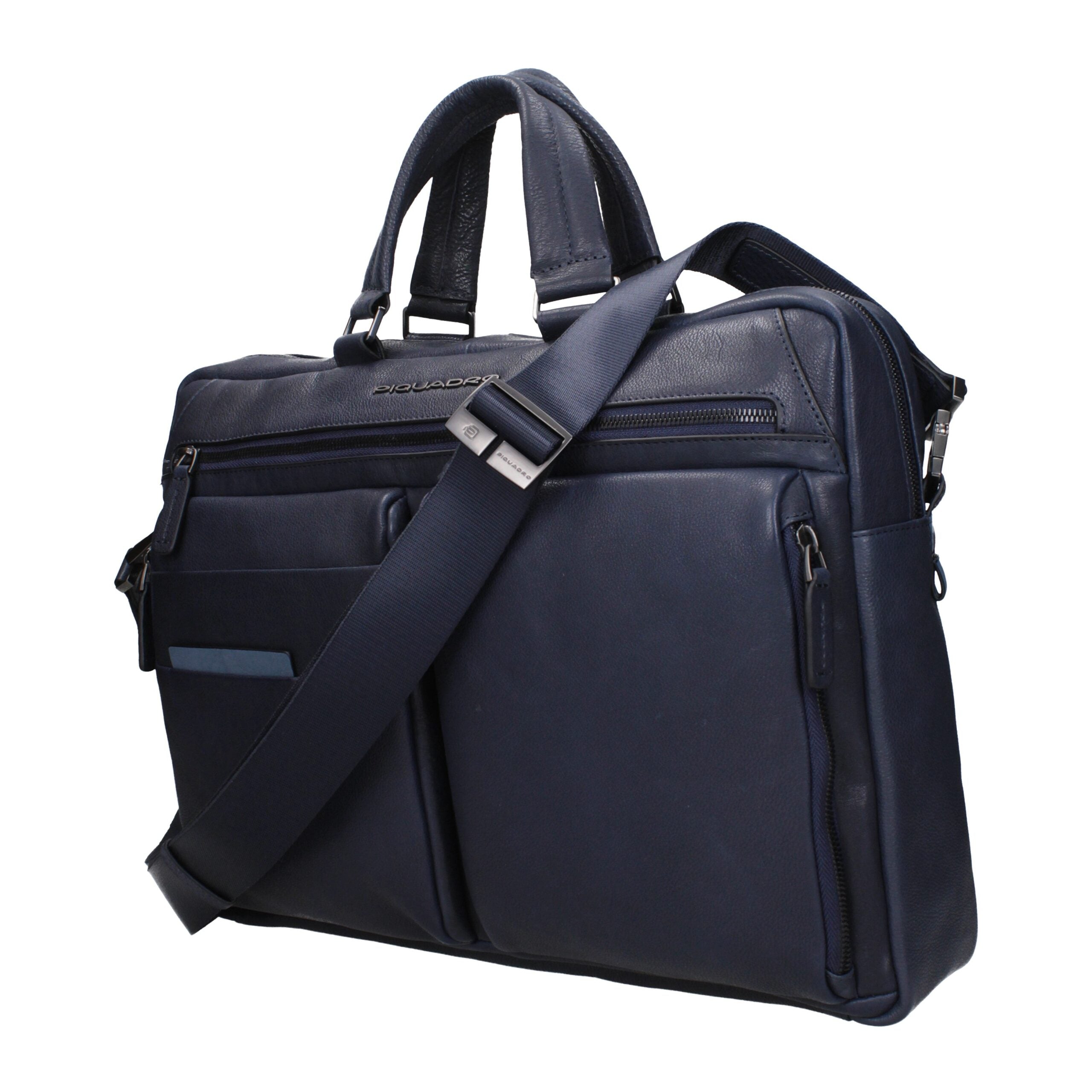 Piquadro Blue Leather Business And Laptop Bag - Luxe Nova