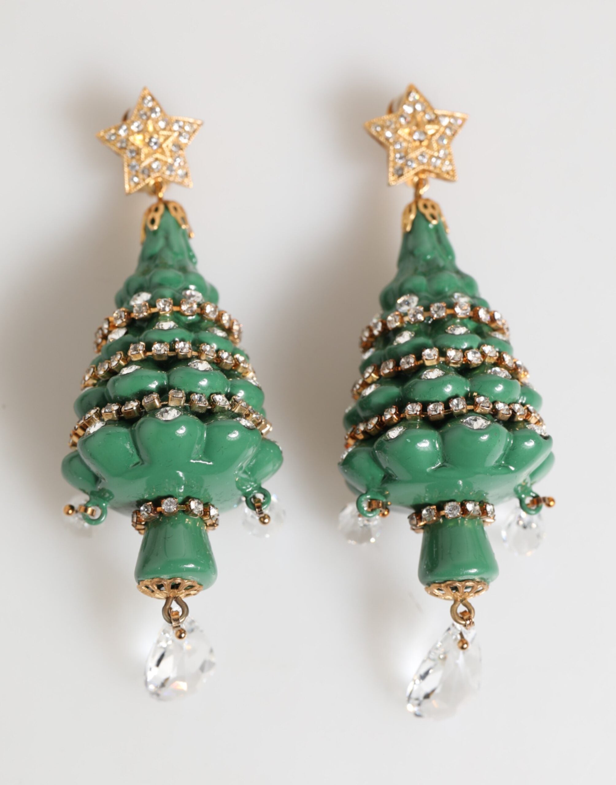 Dolce & Gabbana Gold Brass Multicolour Christmas Tree Earrings - Luxe Nova