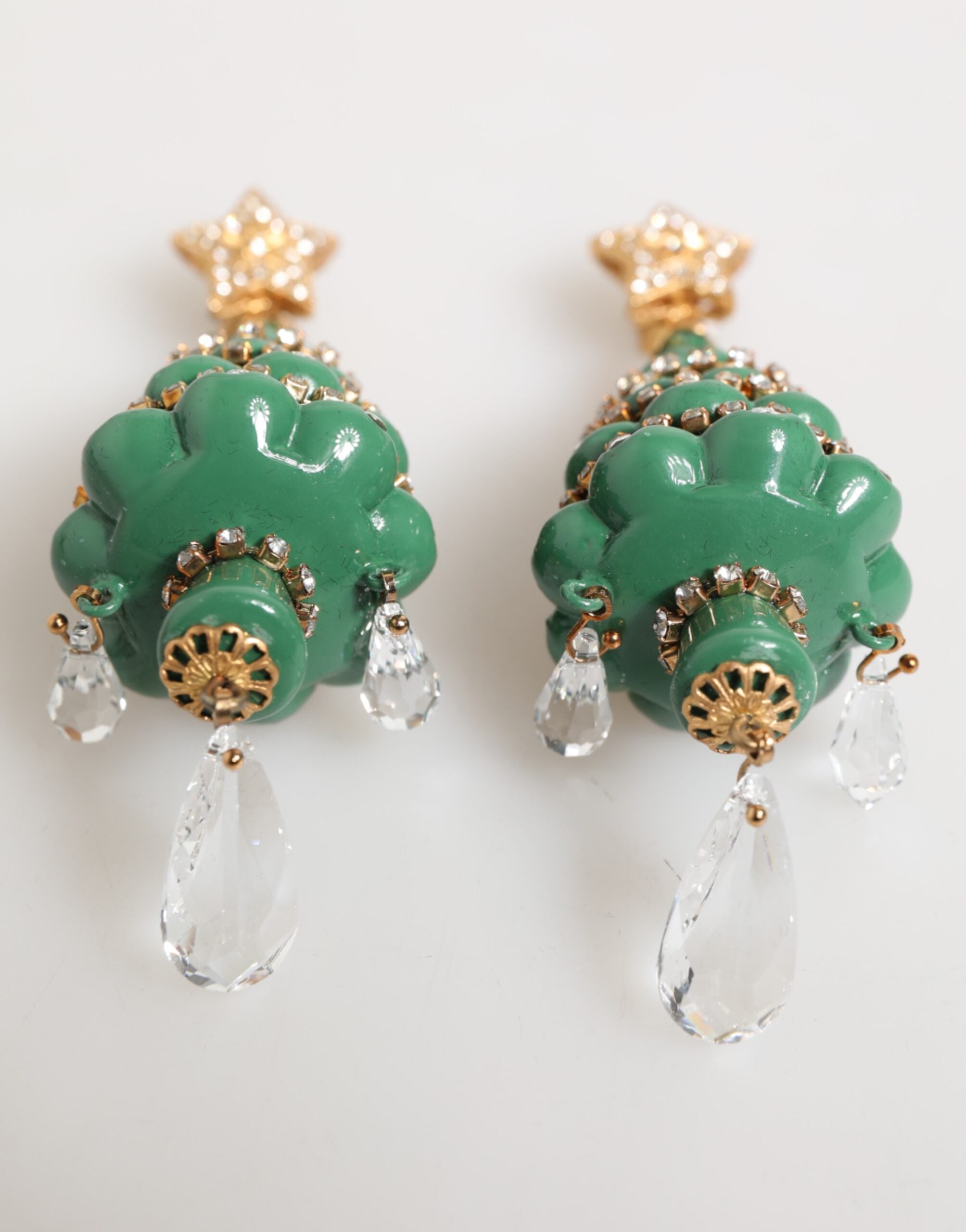 Dolce & Gabbana Gold Brass Multicolour Christmas Tree Earrings - Luxe Nova