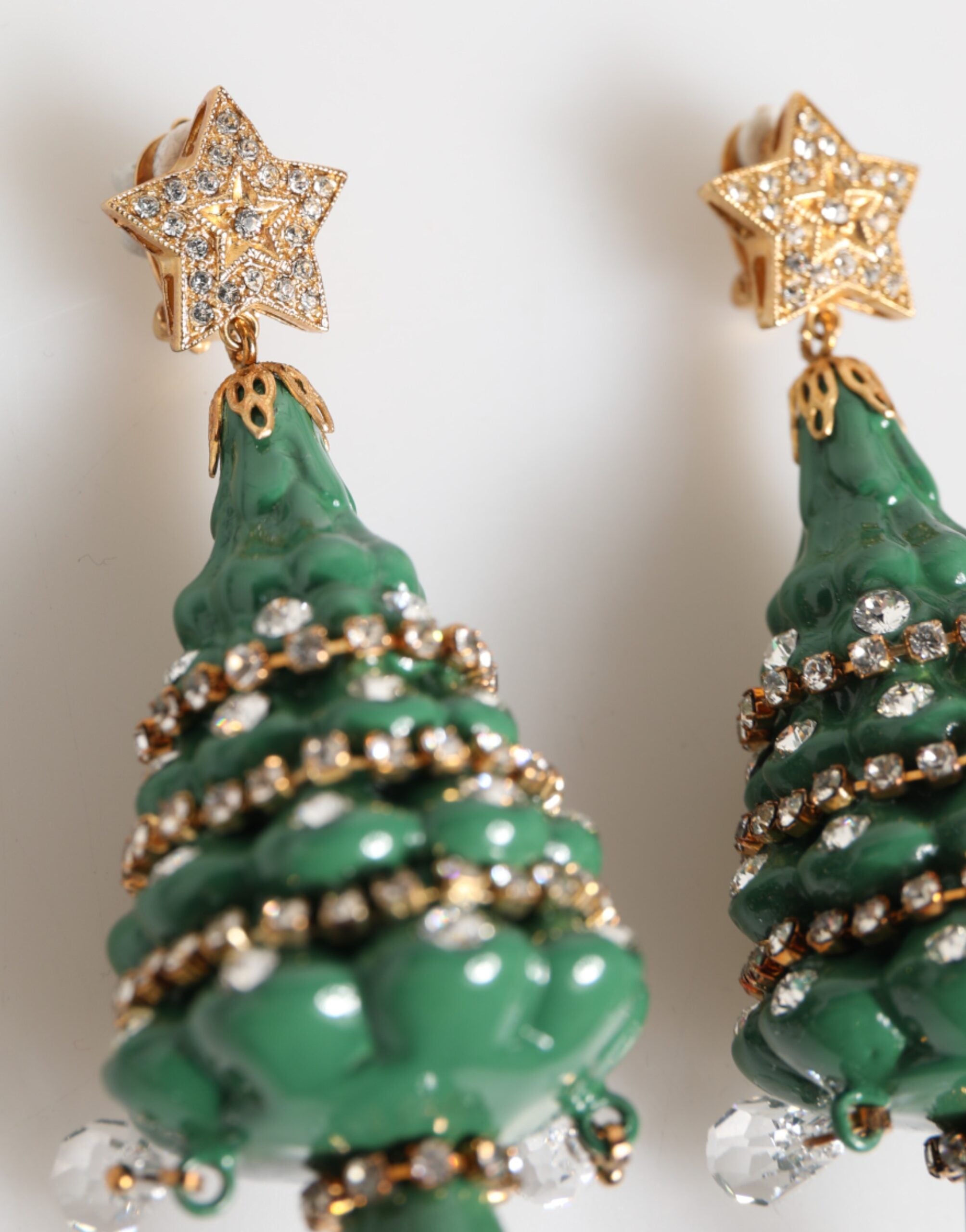 Dolce & Gabbana Gold Brass Multicolour Christmas Tree Earrings - Luxe Nova
