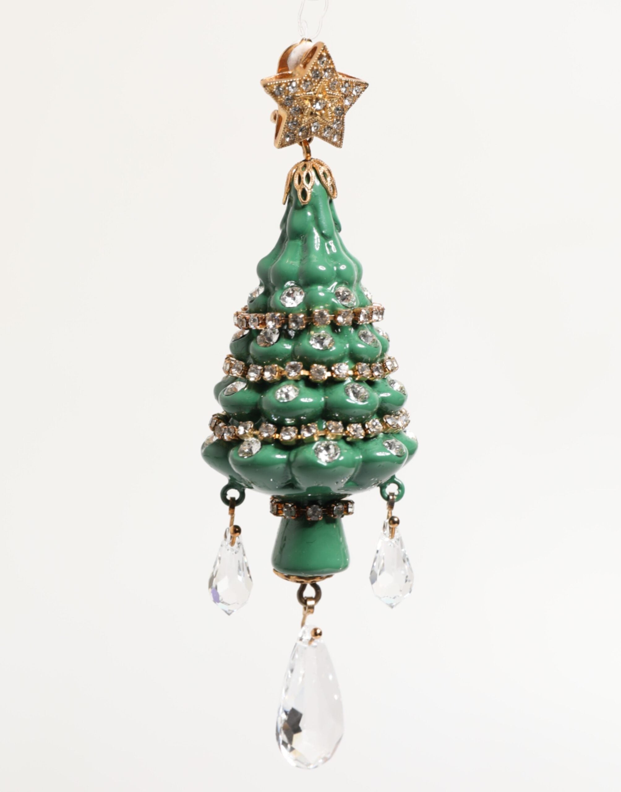 Dolce & Gabbana Gold Brass Multicolour Christmas Tree Earrings - Luxe Nova