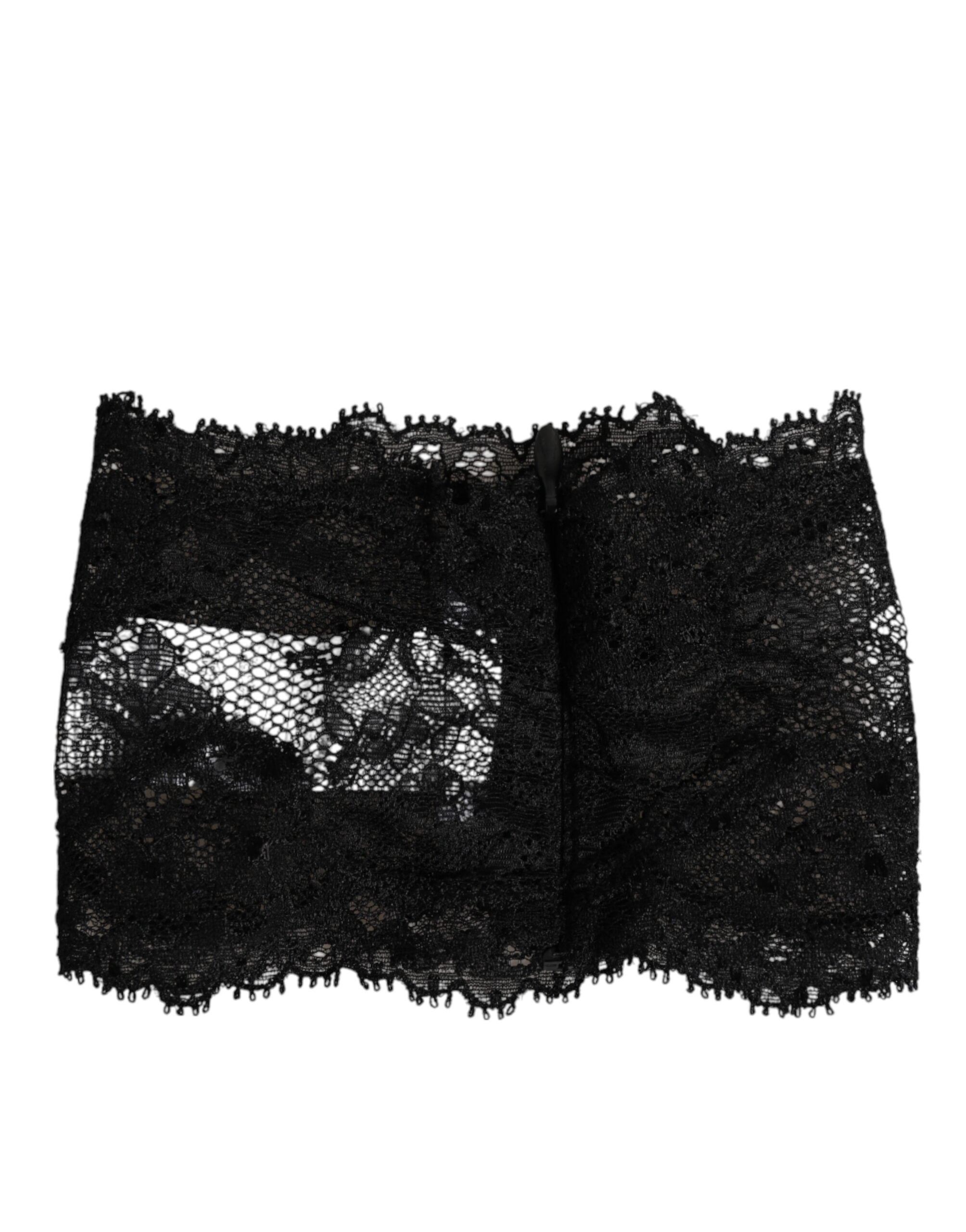 Dolce & Gabbana Black Lace Bandeau Bustier Top Sheer Stretch Underwear