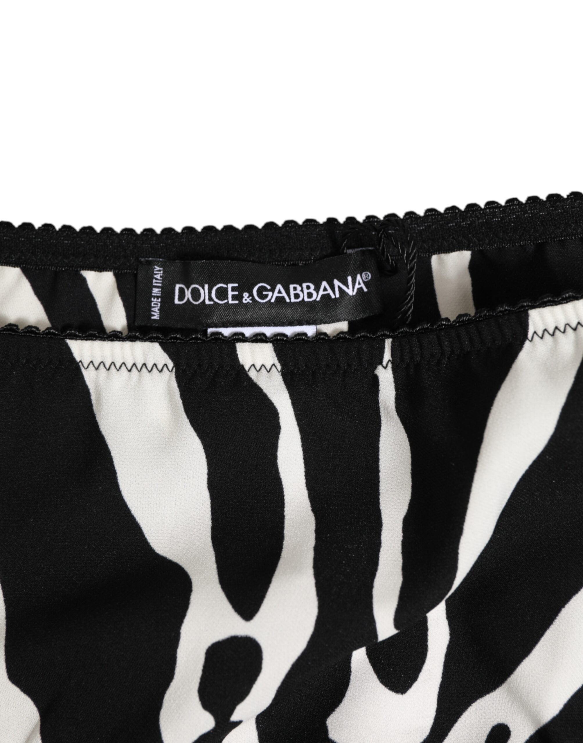 Dolce & Gabbana Black White Zebra Print Slip Briefs Underwear
