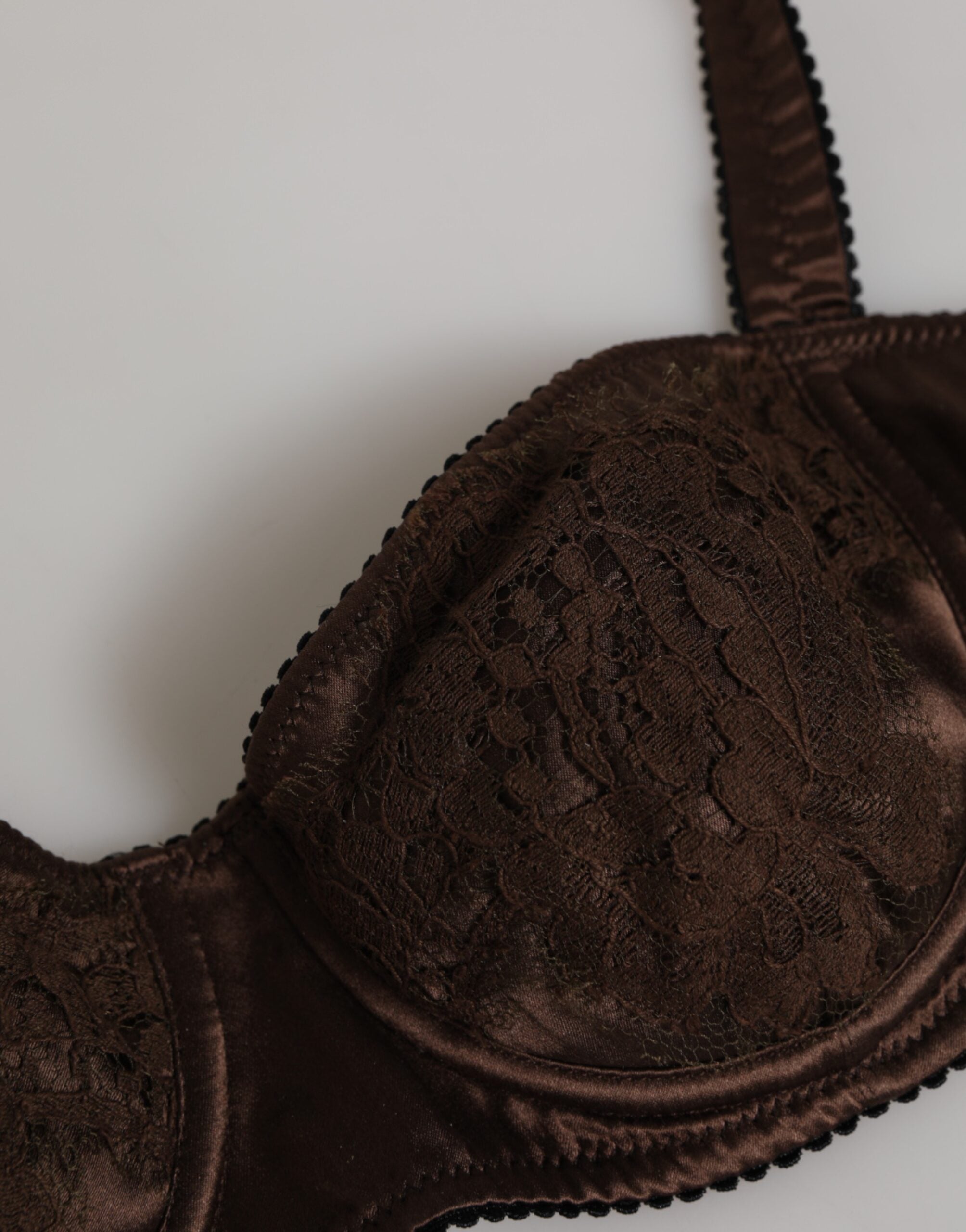 Dolce & Gabbana Brown Silk Underwired Balconette Bra Underwear