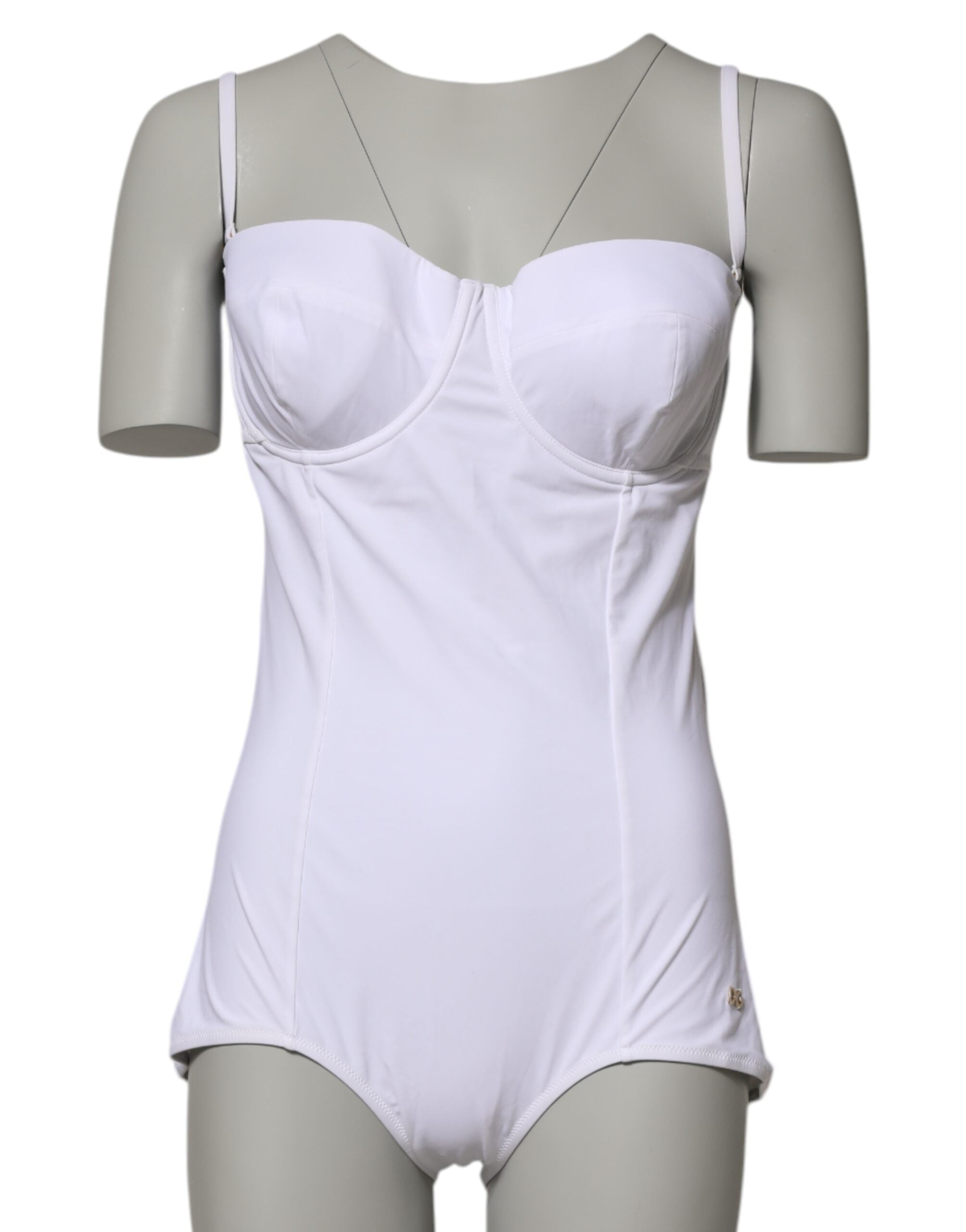 Dolce & Gabbana White Padded Balconette One Piece Swimwear - Luxe Nova