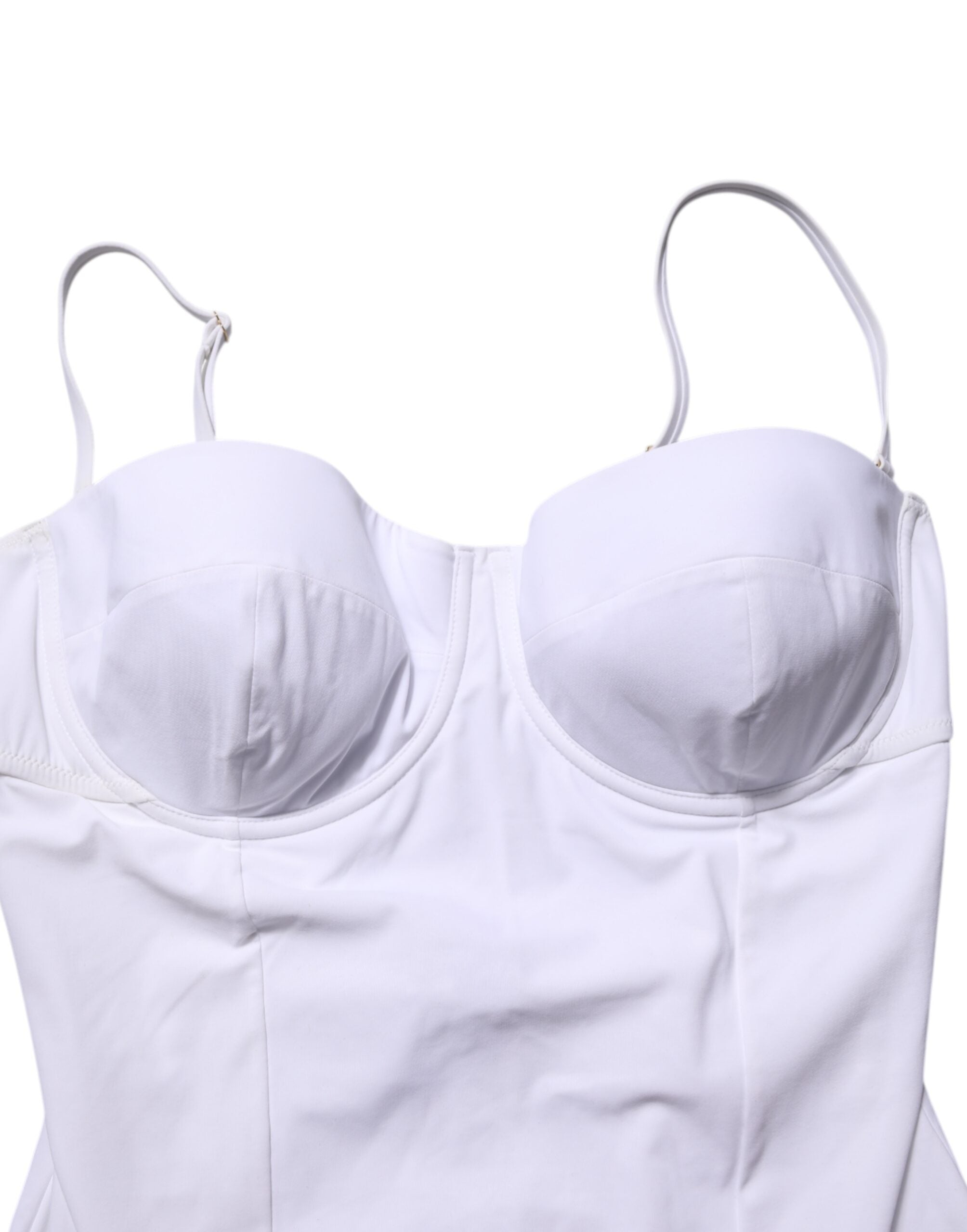 Dolce & Gabbana White Padded Balconette One Piece Swimwear - Luxe Nova