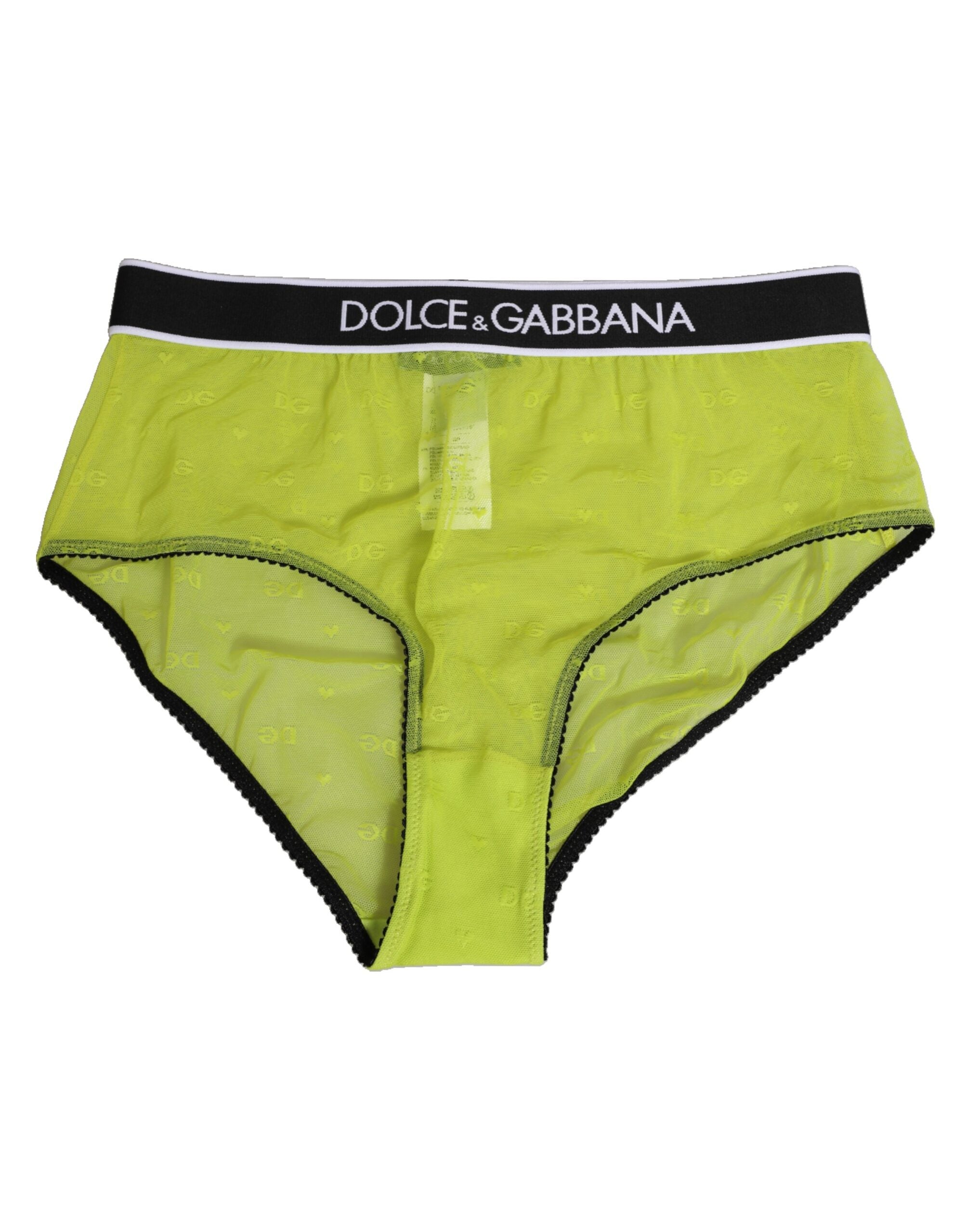 Dolce & Gabbana Green Nylon Logo Waistband Brief Panty Underwear