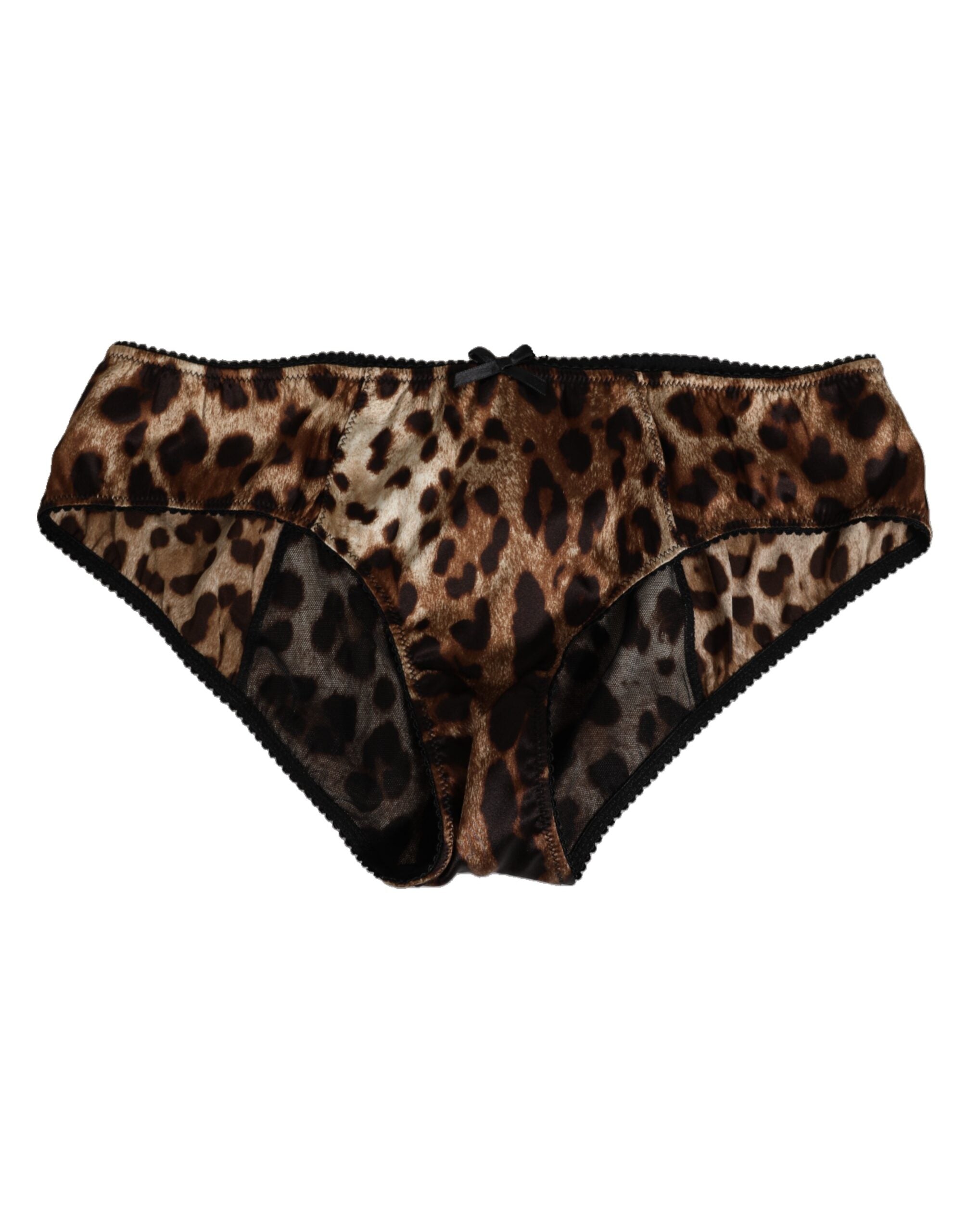 Dolce & Gabbana Brown Leopard Silk Mid Waist Panty Underwear