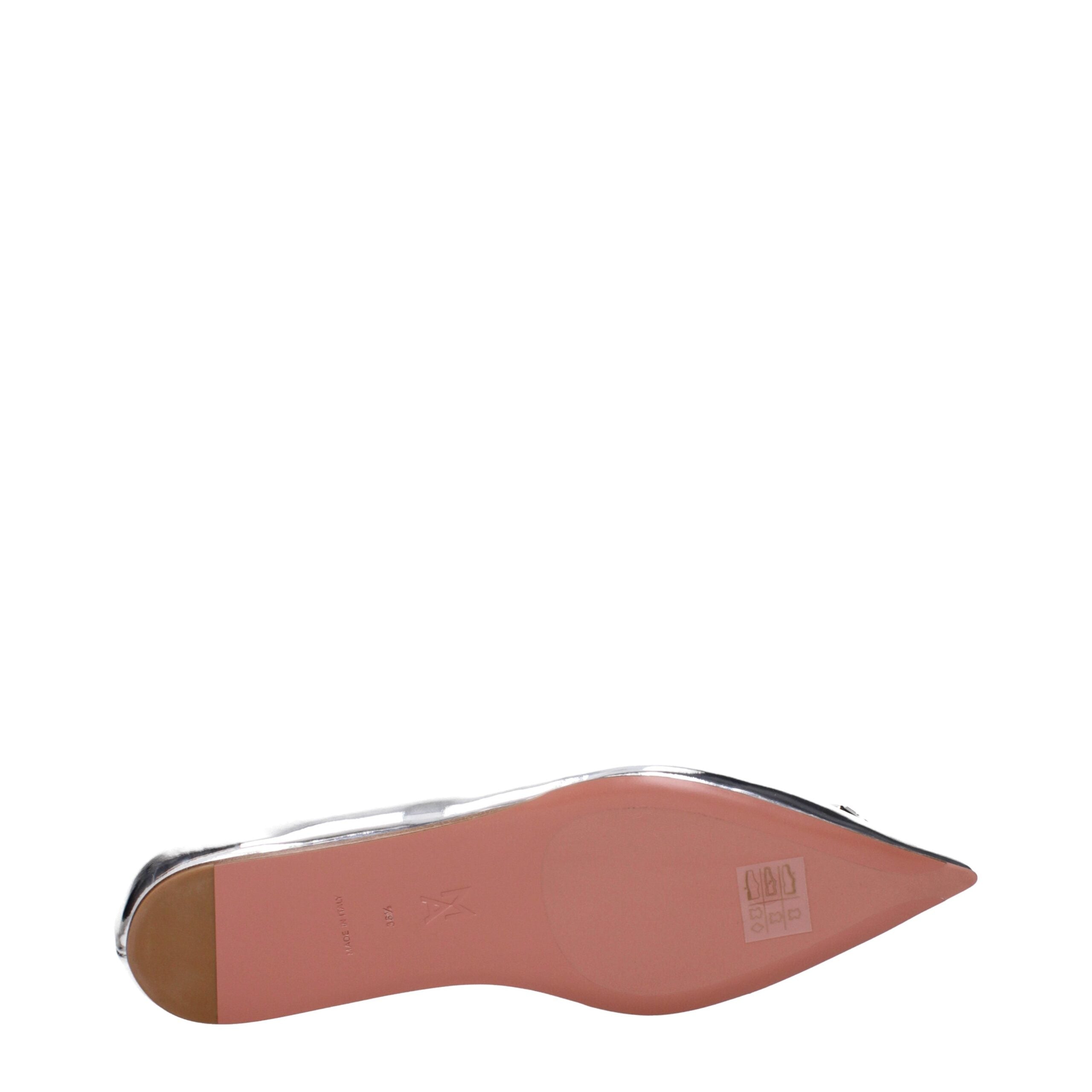 Amina Muaddi Gray Leather Ballet Flats - Luxe Nova