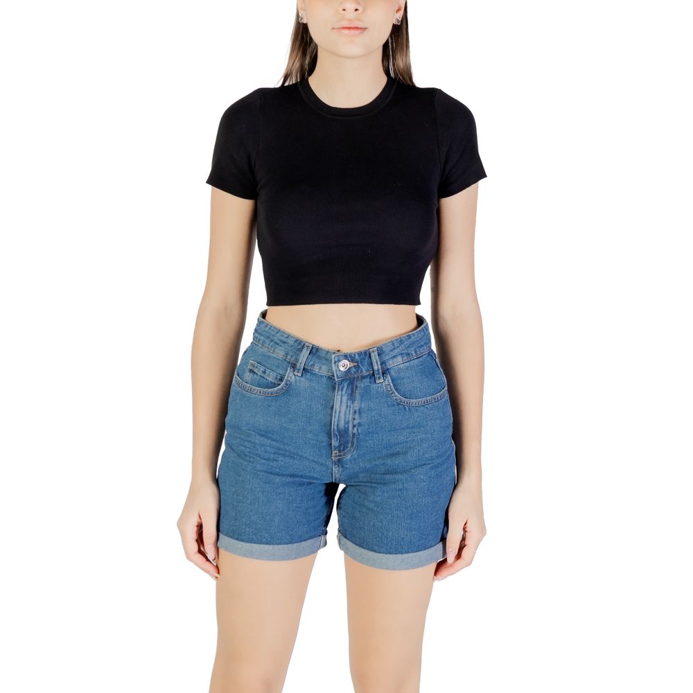 Jacqueline De Yong Black Viscose T-Shirt - Luxe Nova