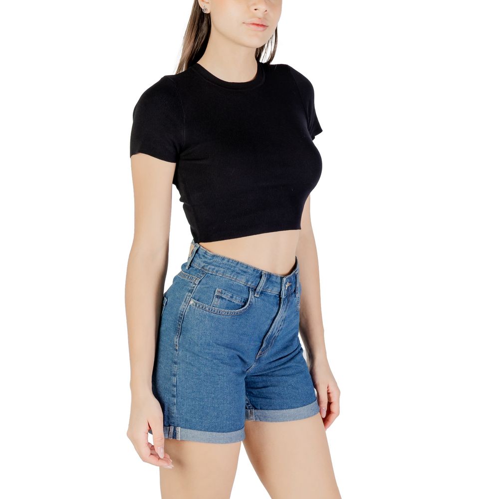 Jacqueline De Yong Black Viscose T-Shirt - Luxe Nova