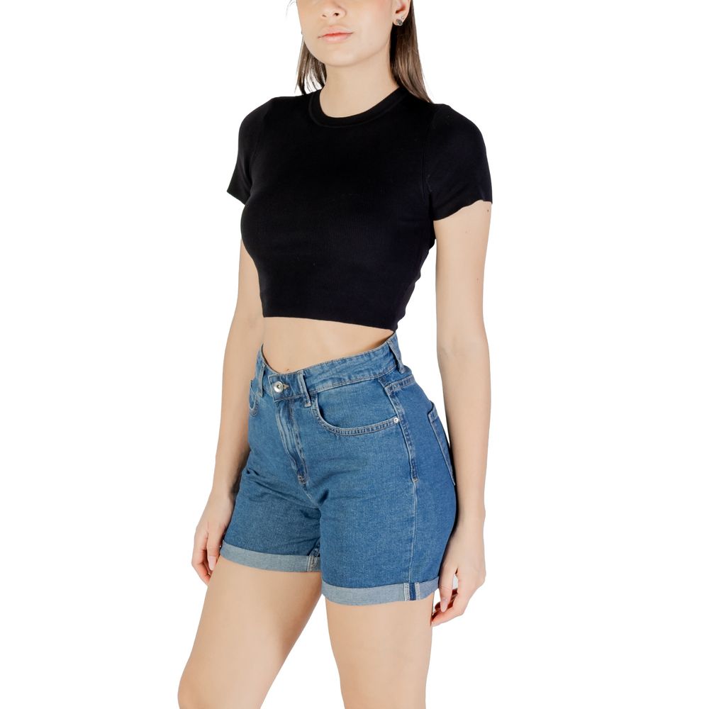 Jacqueline De Yong Black Viscose T-Shirt - Luxe Nova