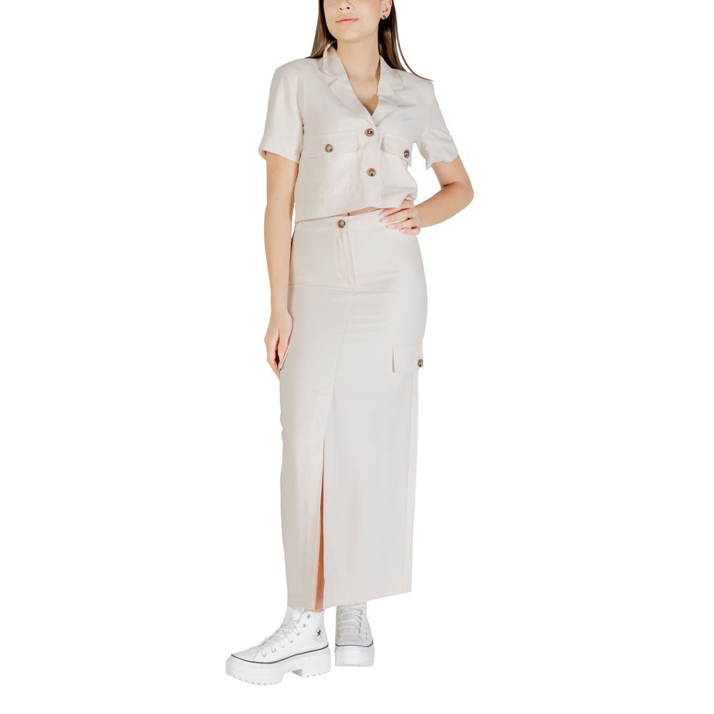 Jacqueline De Yong Beige Viscose Long Skirt - Luxe Nova