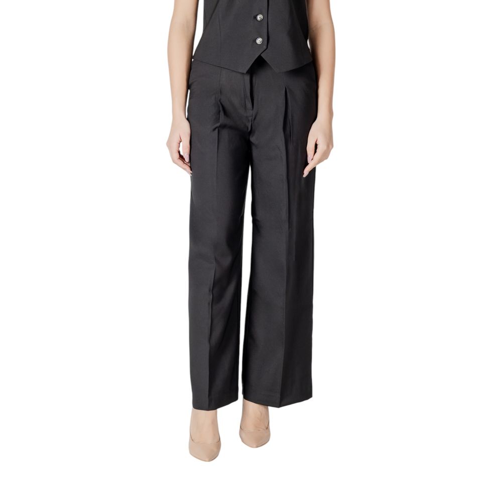 ICHI Black Polyester Dress Pants