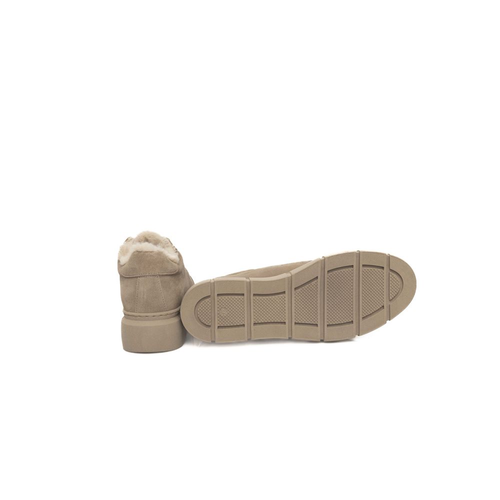 Cerruti 1881 Beige Calfskin Women Platform Sneaker
