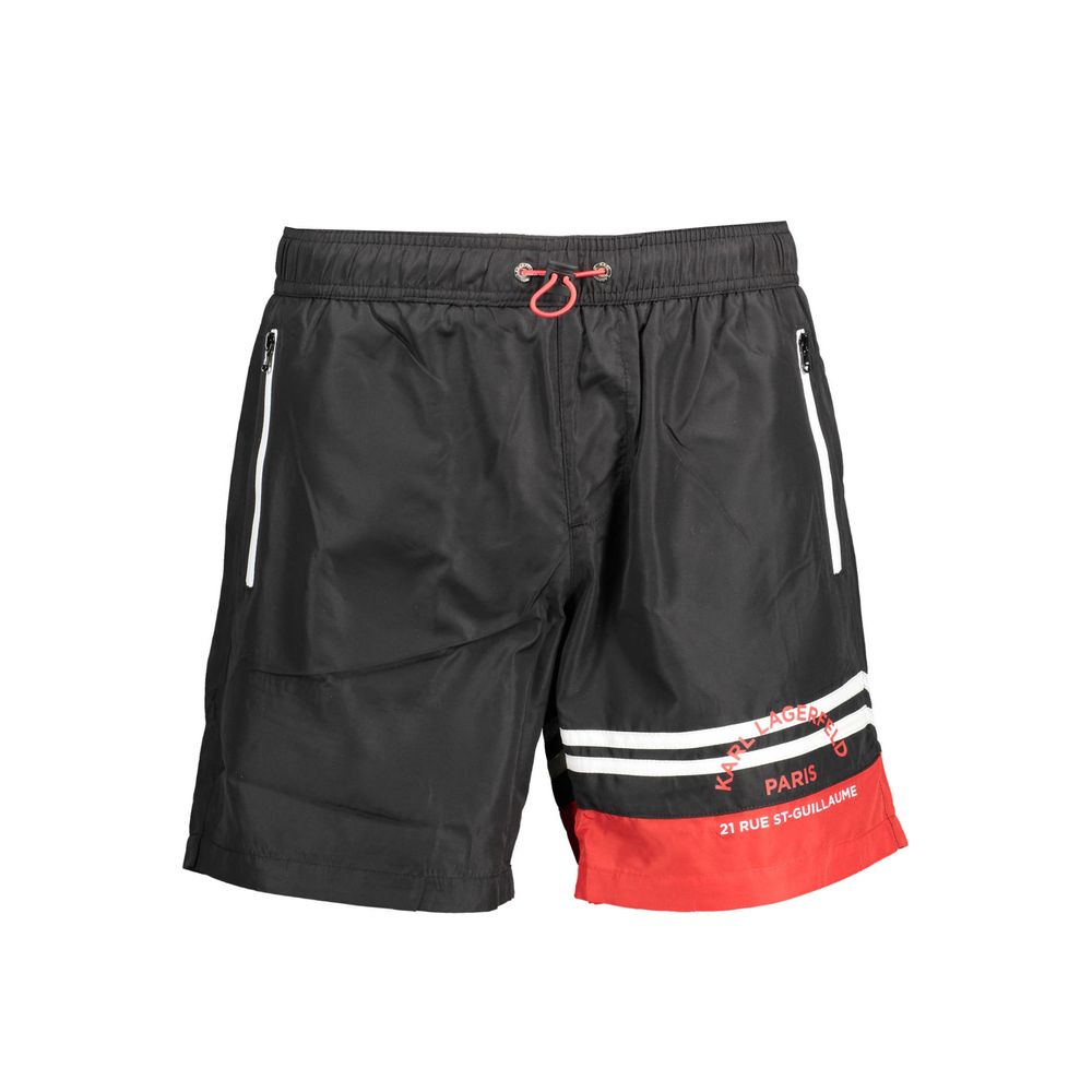 Karl Lagerfeld Black Polyester Men's Swim Boxer - Luxe Nova