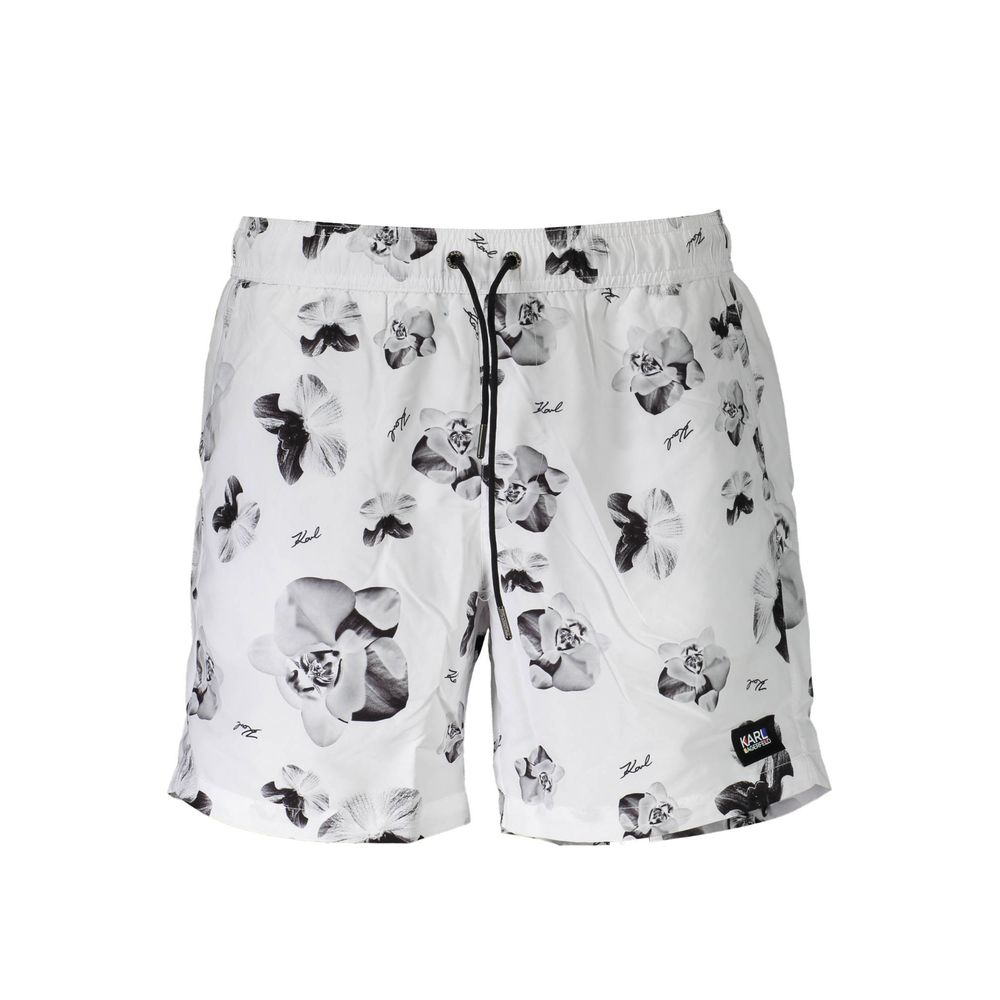 Karl Lagerfeld Bianco Polyester Men's Swim Boxer - Luxe Nova