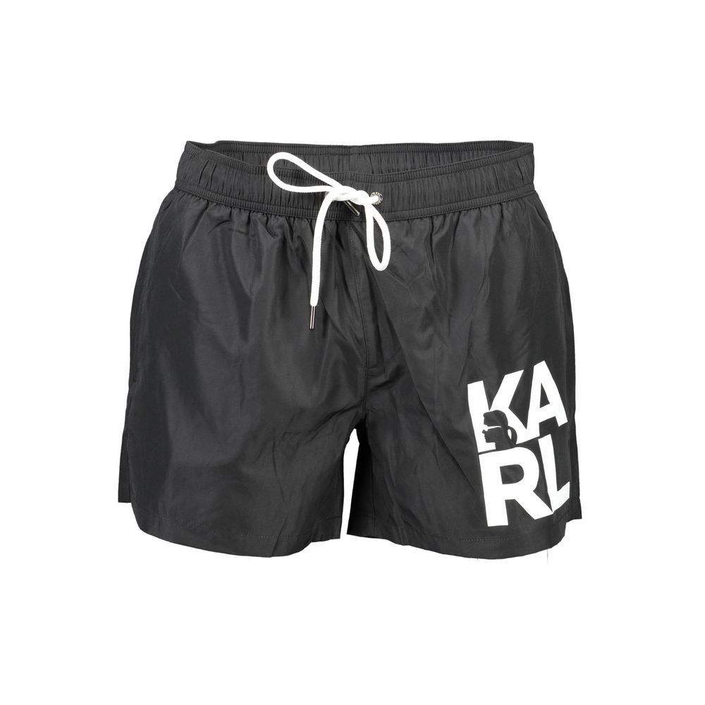 Karl Lagerfeld Black Polyester Men's Swim Trunk - Luxe Nova