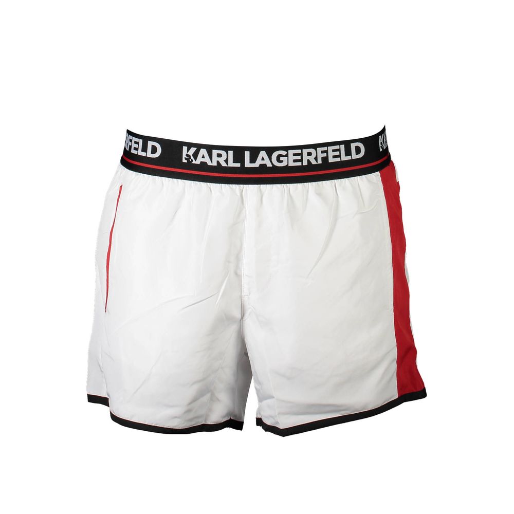 Karl Lagerfeld Bianco Poliestere Men Swim Boxer - Luxe Nova