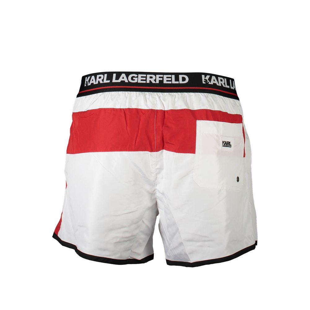 Karl Lagerfeld Bianco Poliestere Men Swim Boxer - Luxe Nova