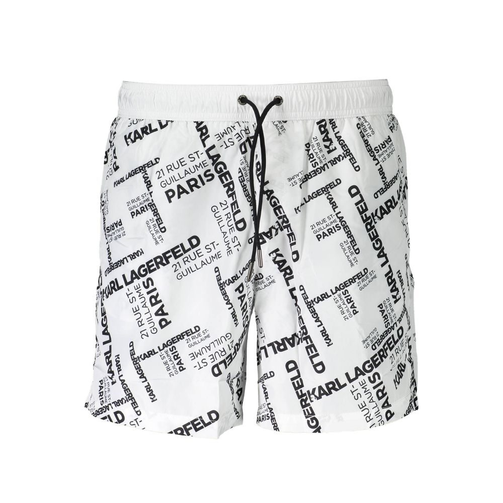 Karl Lagerfeld Bianco Polyester Men's Swim Boxer - Luxe Nova