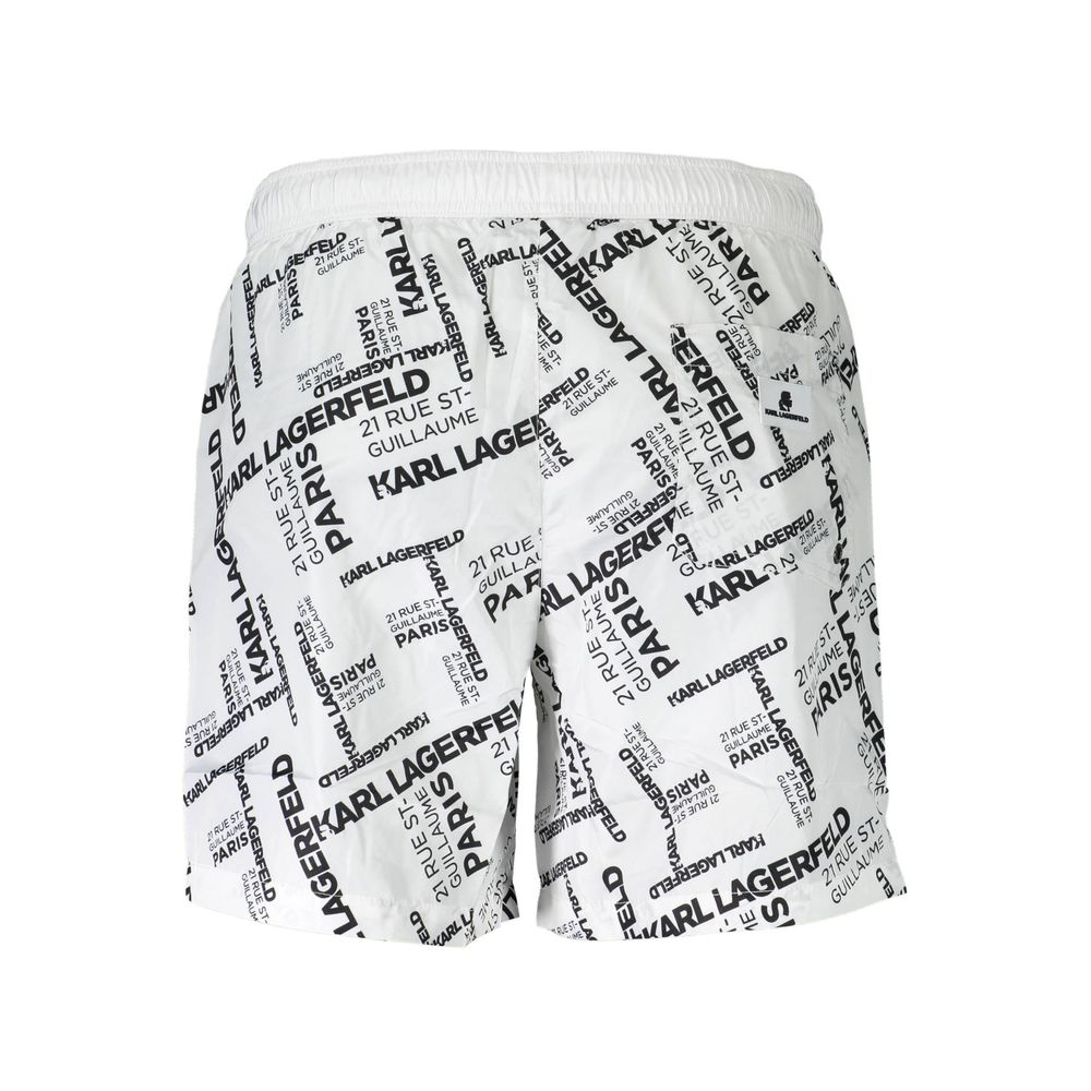 Karl Lagerfeld Bianco Polyester Men's Swim Boxer - Luxe Nova