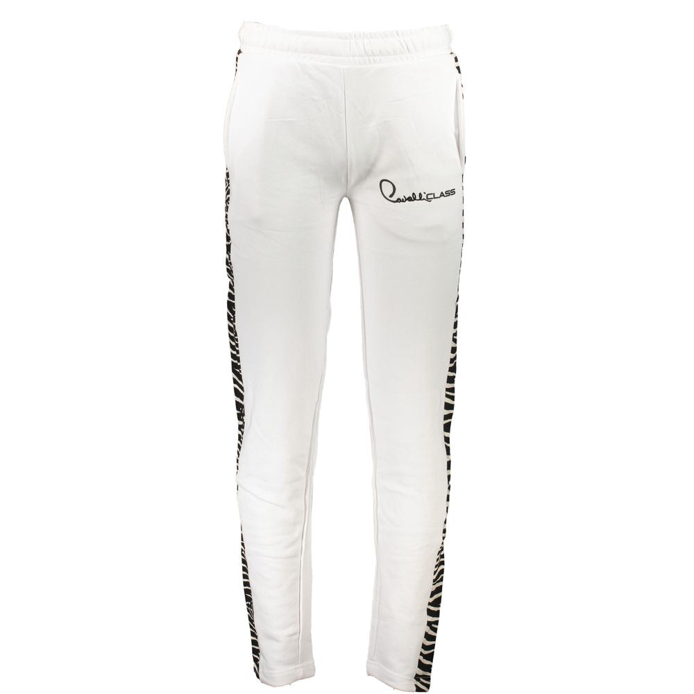 Cavalli Class White Cotton Men's Sweatpant - Luxe Nova