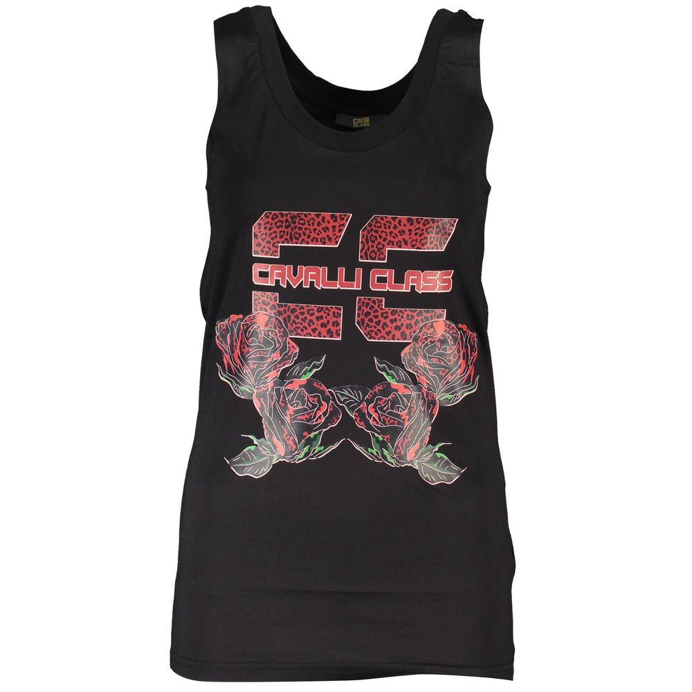 Cavalli Class Black Cotton Women Tank Top - Luxe Nova