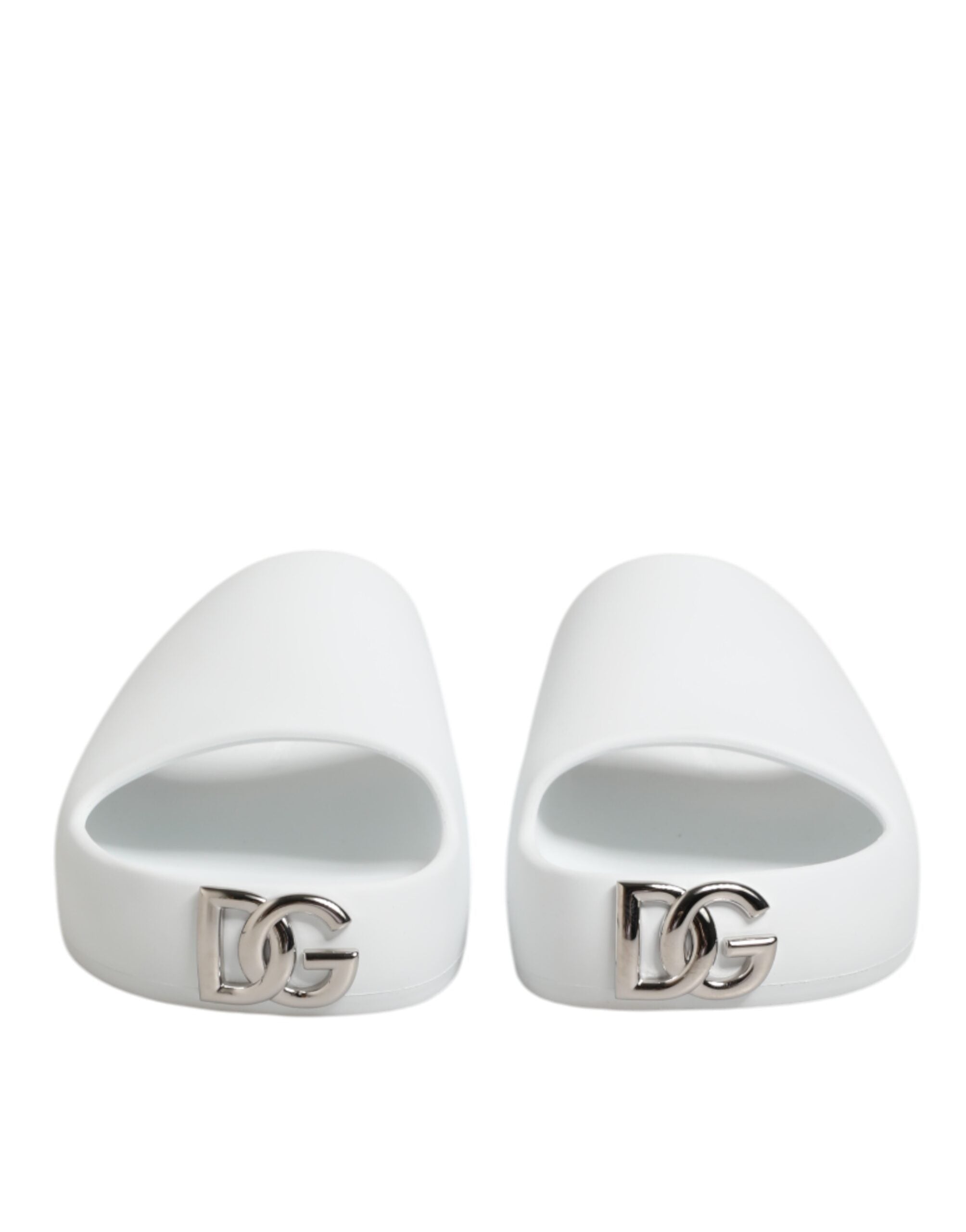 Dolce & Gabbana White Logo Slides Sandals Men Beachwear Shoes - Luxe Nova