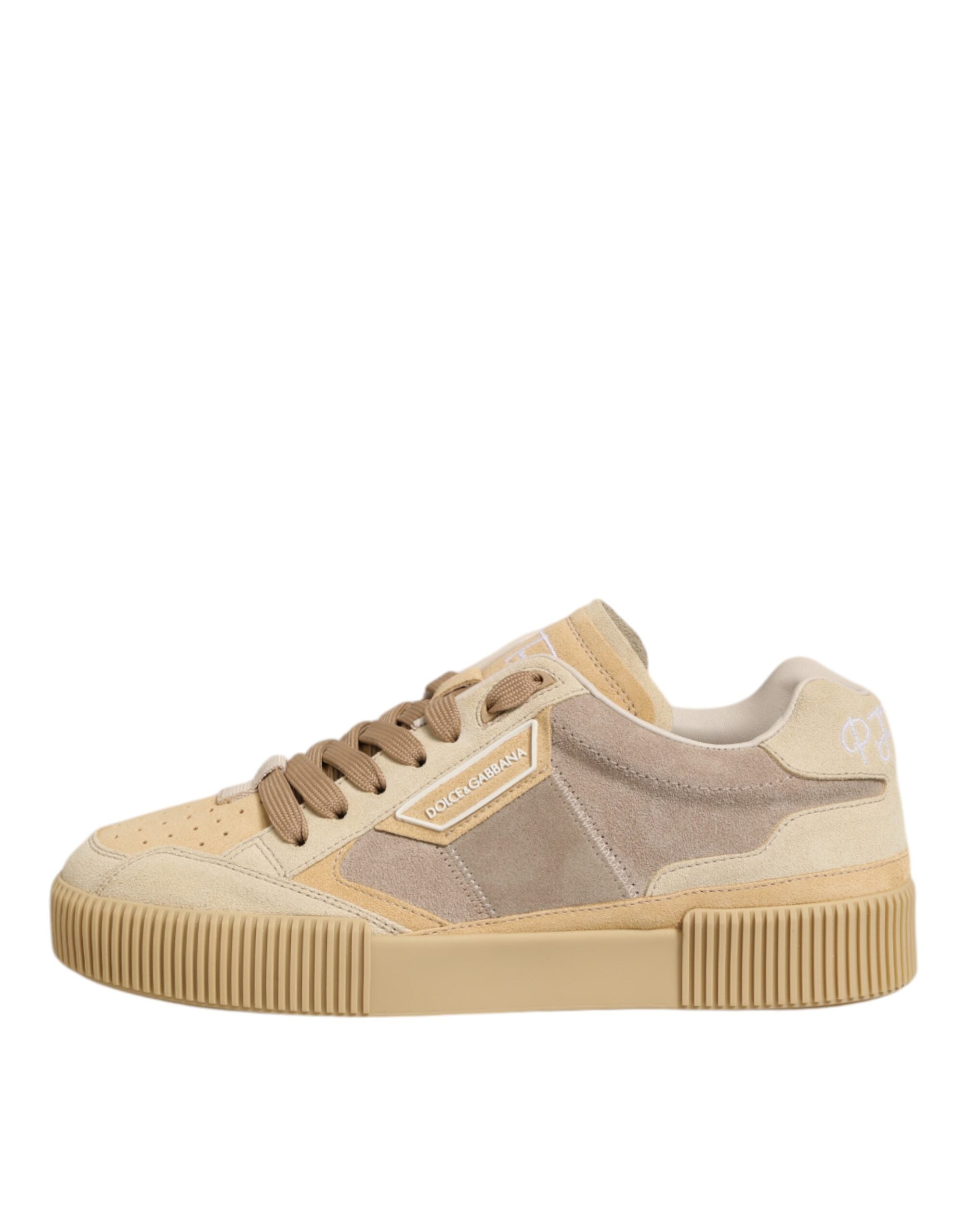 Dolce & Gabbana Beige Leather Miami Low Top Sneakers Men Shoes