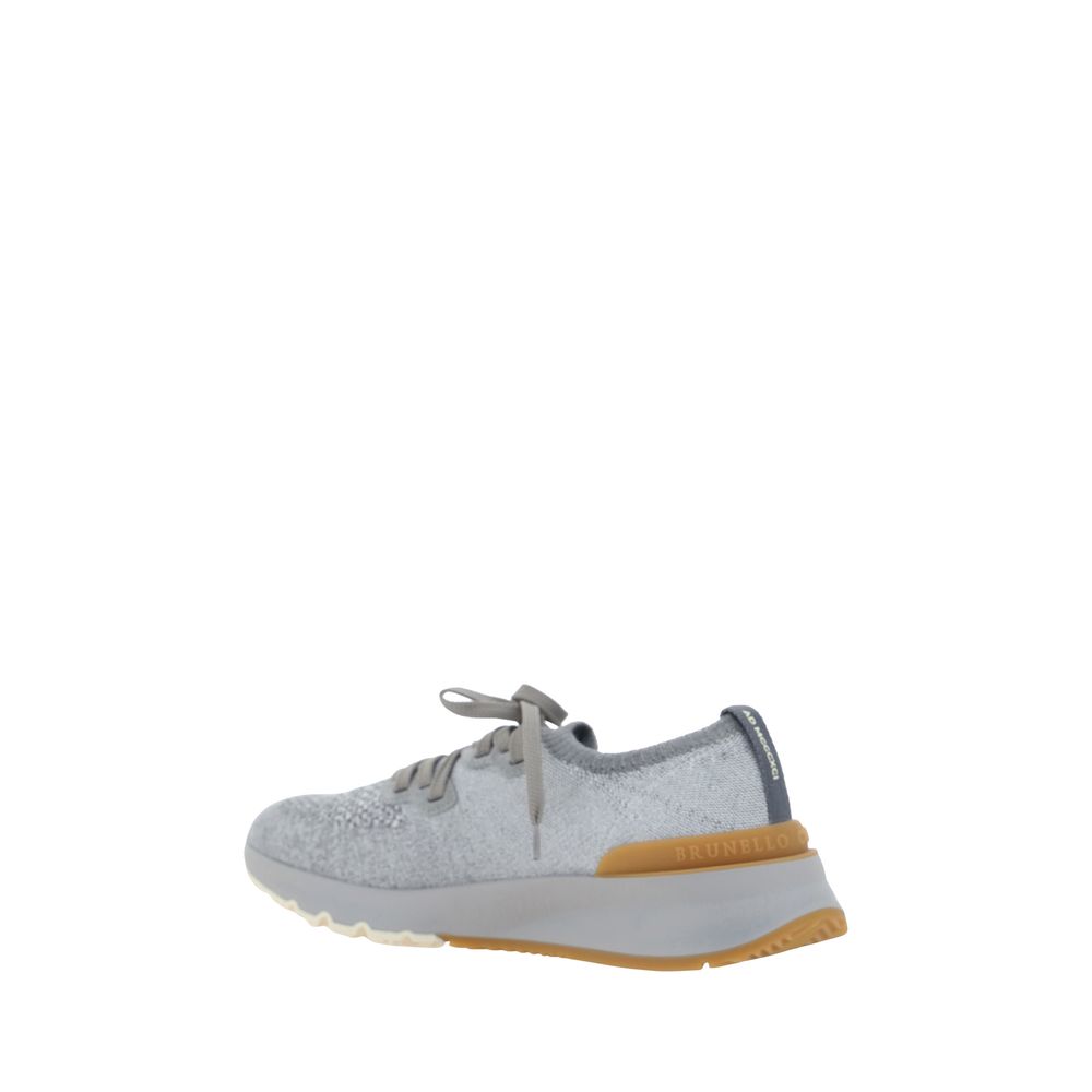 Brunello Cucinelli Gray Cotton Athletic Sneakers - Luxe Nova