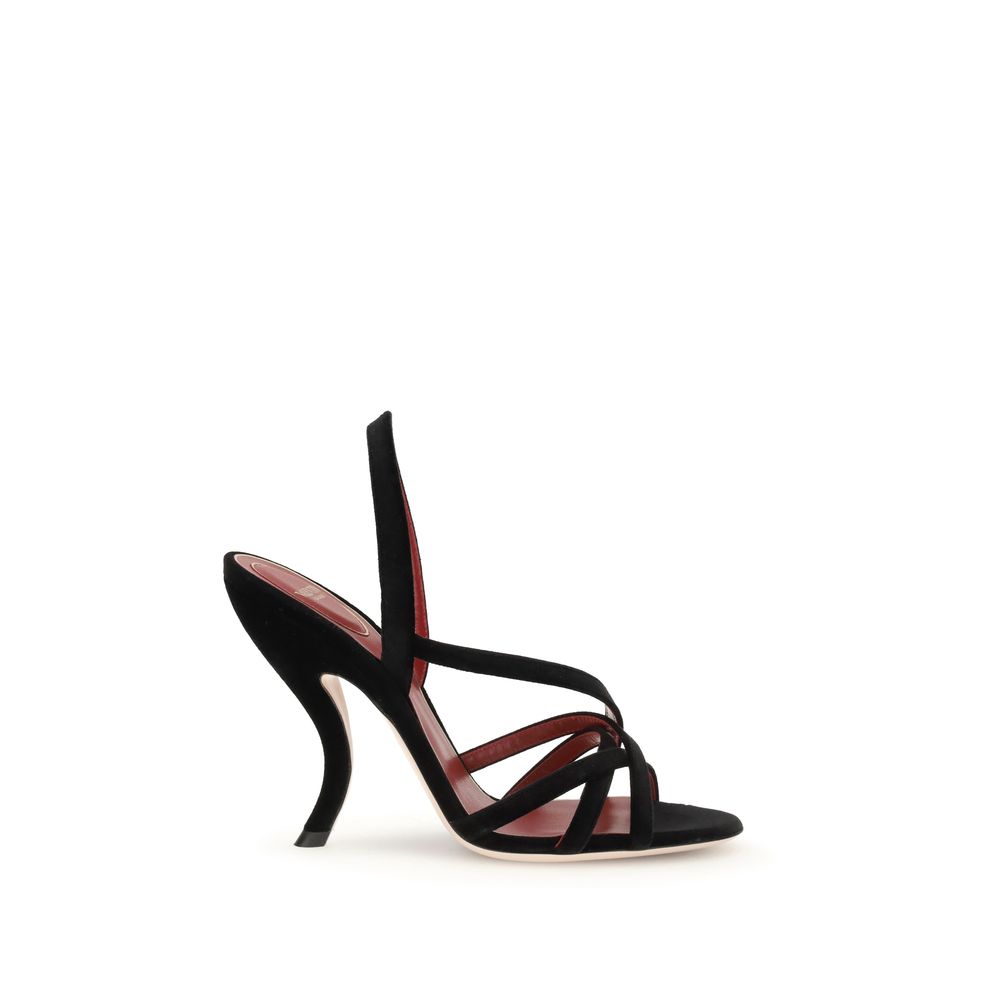Valentino Garavani Black Velvet Stiletto Heel Sandals - Luxe Nova