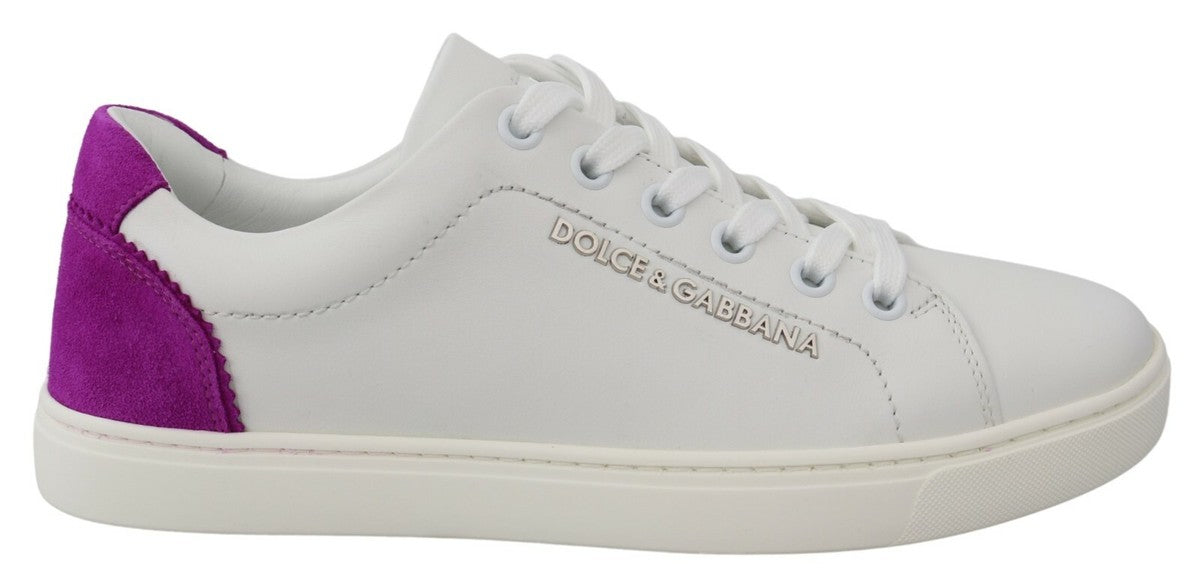 Dolce & Gabbana White Suede Leather Low Top Sneakers Shoes - Luxe Nova
