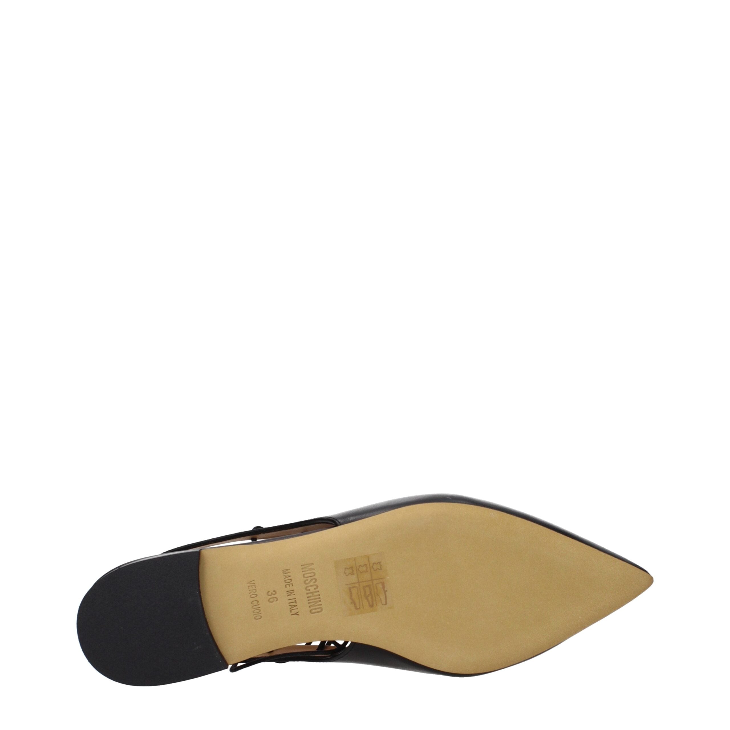 Moschino Black Leather Flats - Luxe Nova