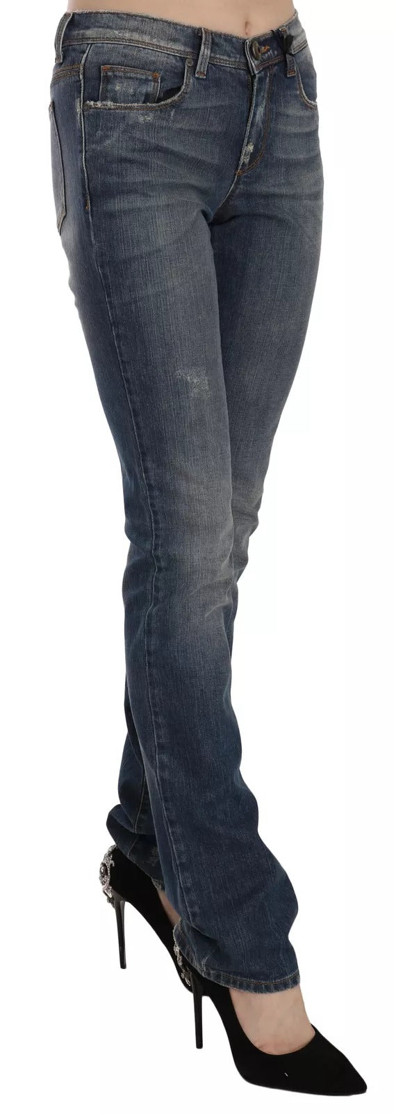 Ermanno Scervino Blue Washed Boot Cut Casual Denim Pants Jeans