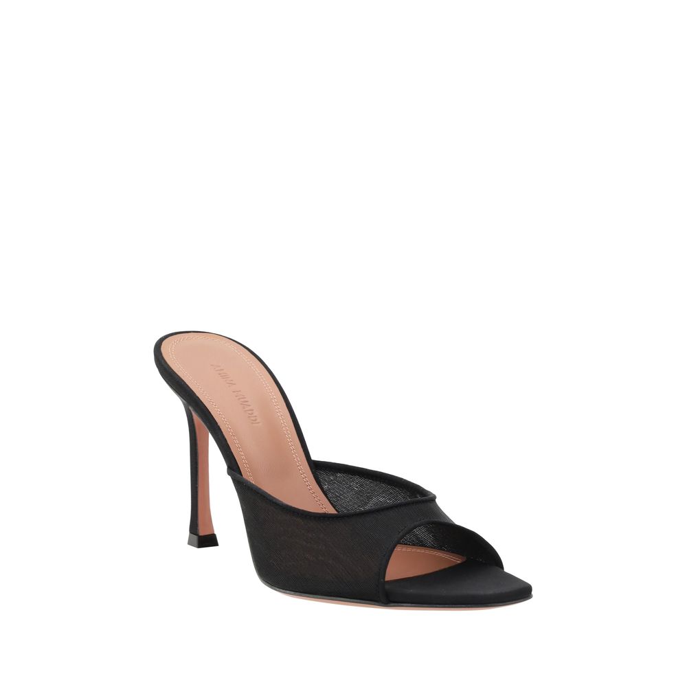 Amina Muaddi Black Fabric Stiletto Heel Sandals - Luxe Nova