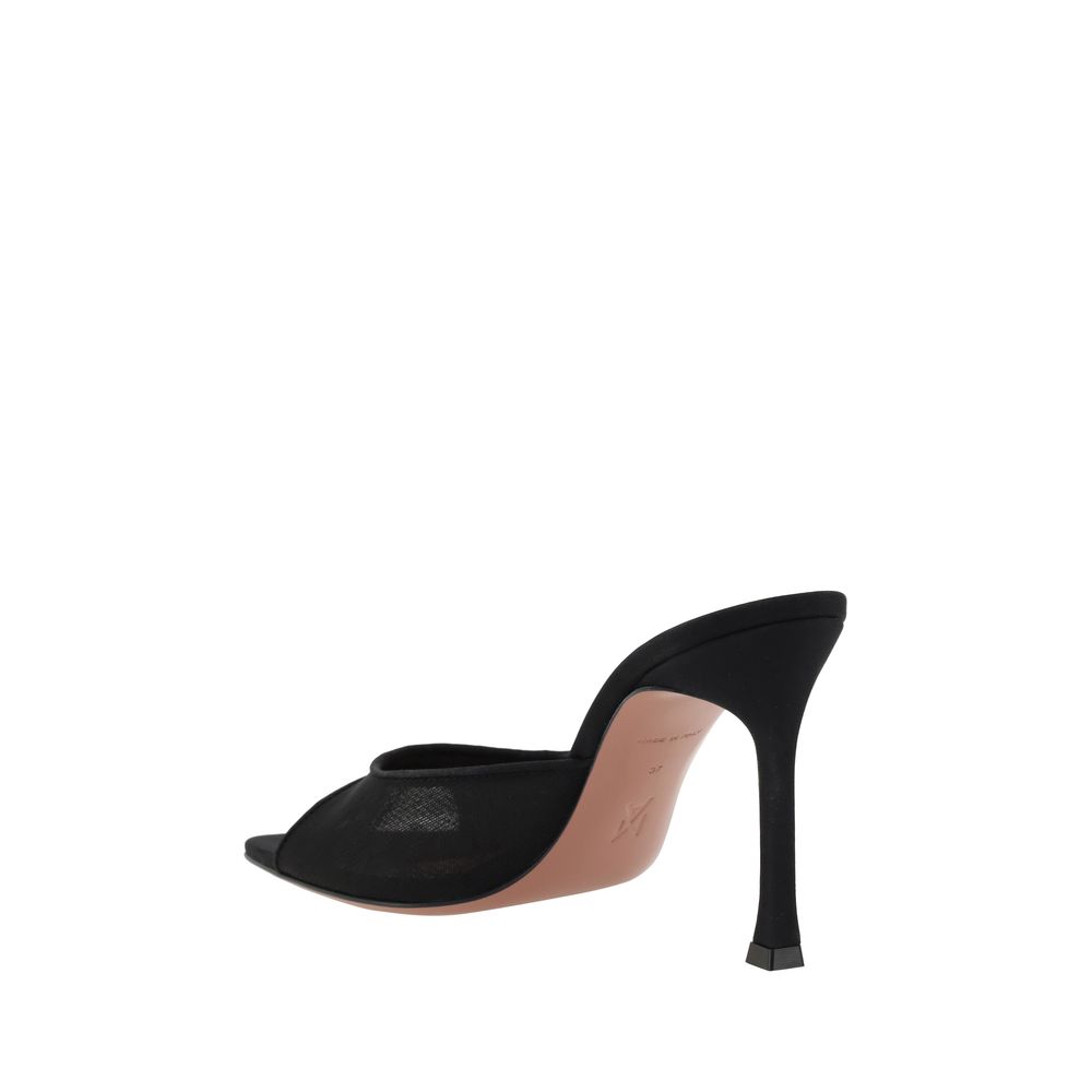 Amina Muaddi Black Fabric Stiletto Heel Sandals - Luxe Nova