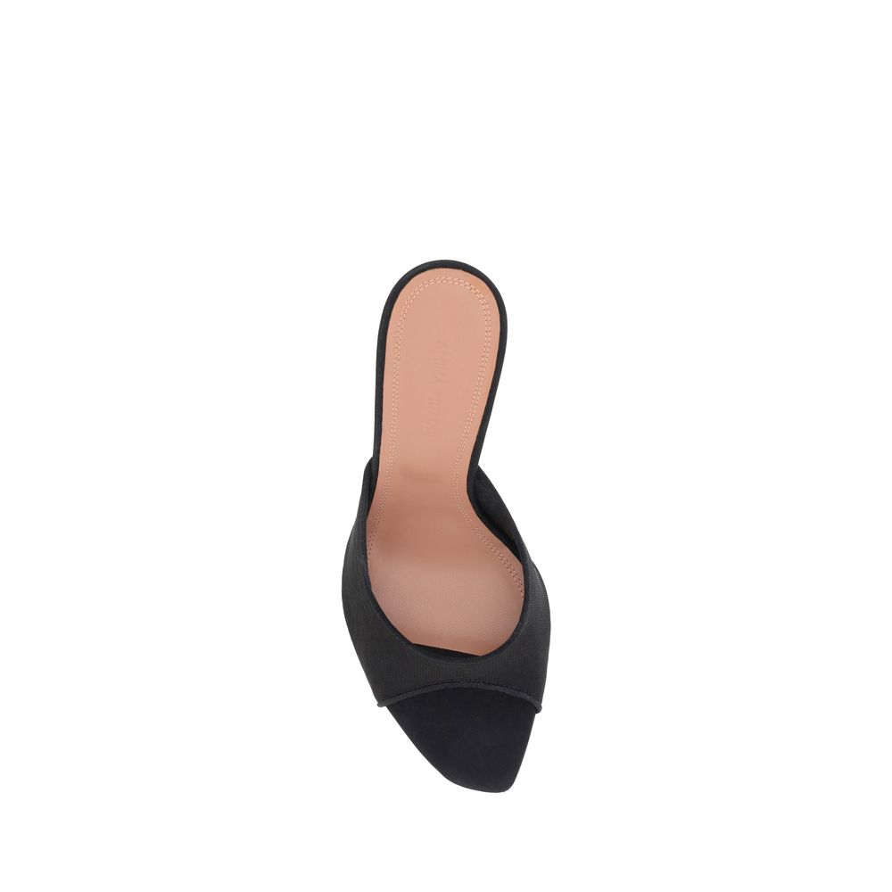 Amina Muaddi Black Fabric Stiletto Heel Sandals - Luxe Nova