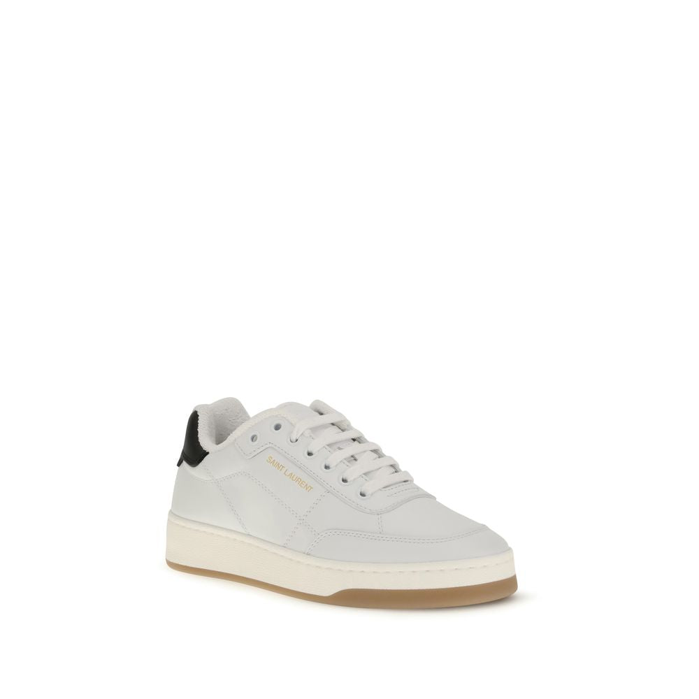 Saint Laurent White Calf Leather Bos Taurus Low Top Sneakers - Luxe Nova