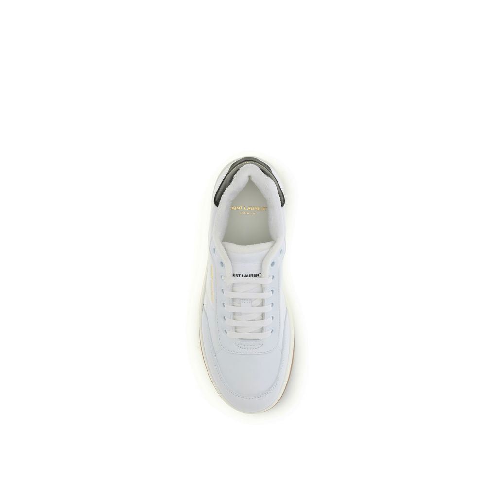 Saint Laurent White Calf Leather Bos Taurus Low Top Sneakers - Luxe Nova