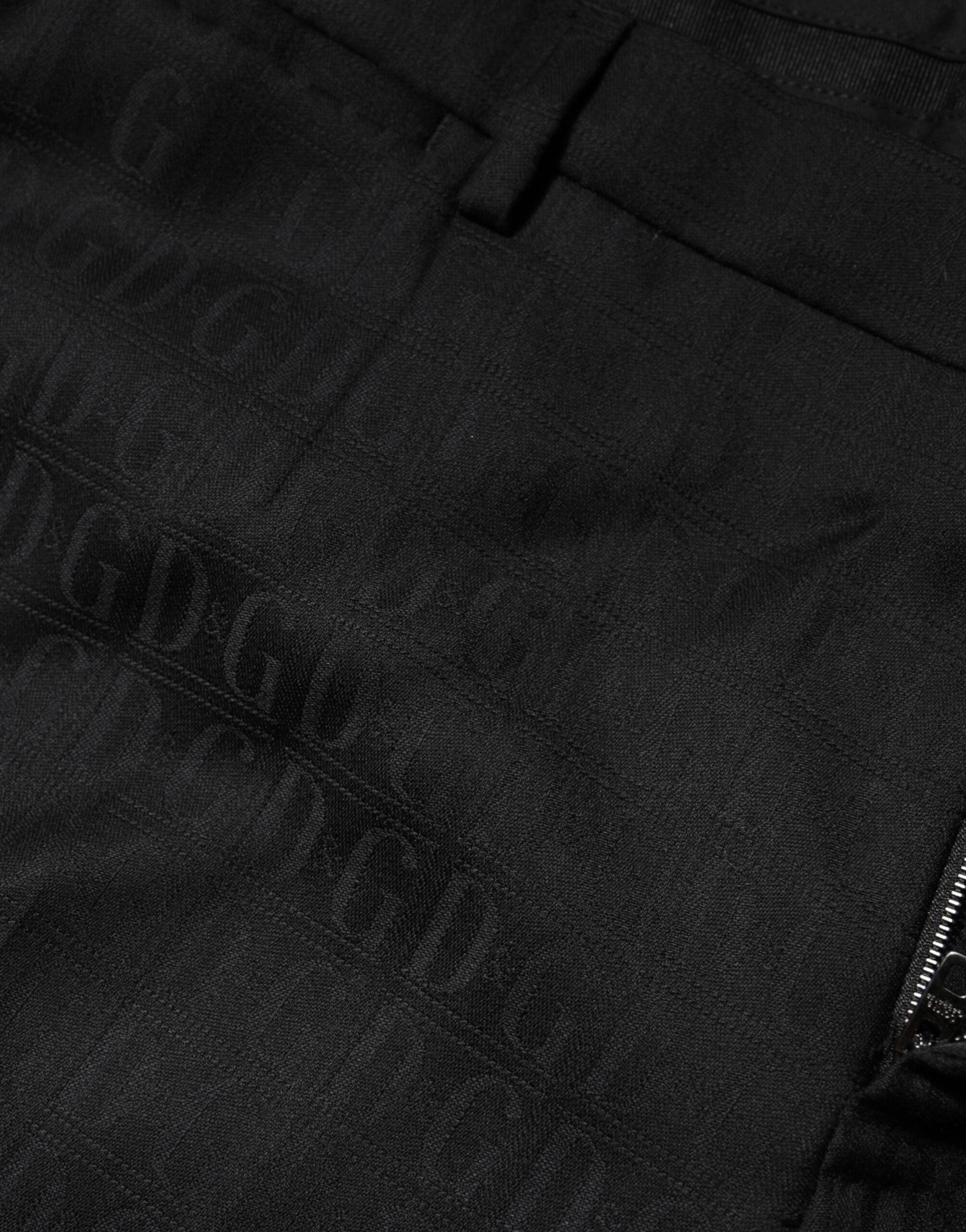 Dolce & Gabbana Black Wool Mid Waist Dress Men Trouser Pants