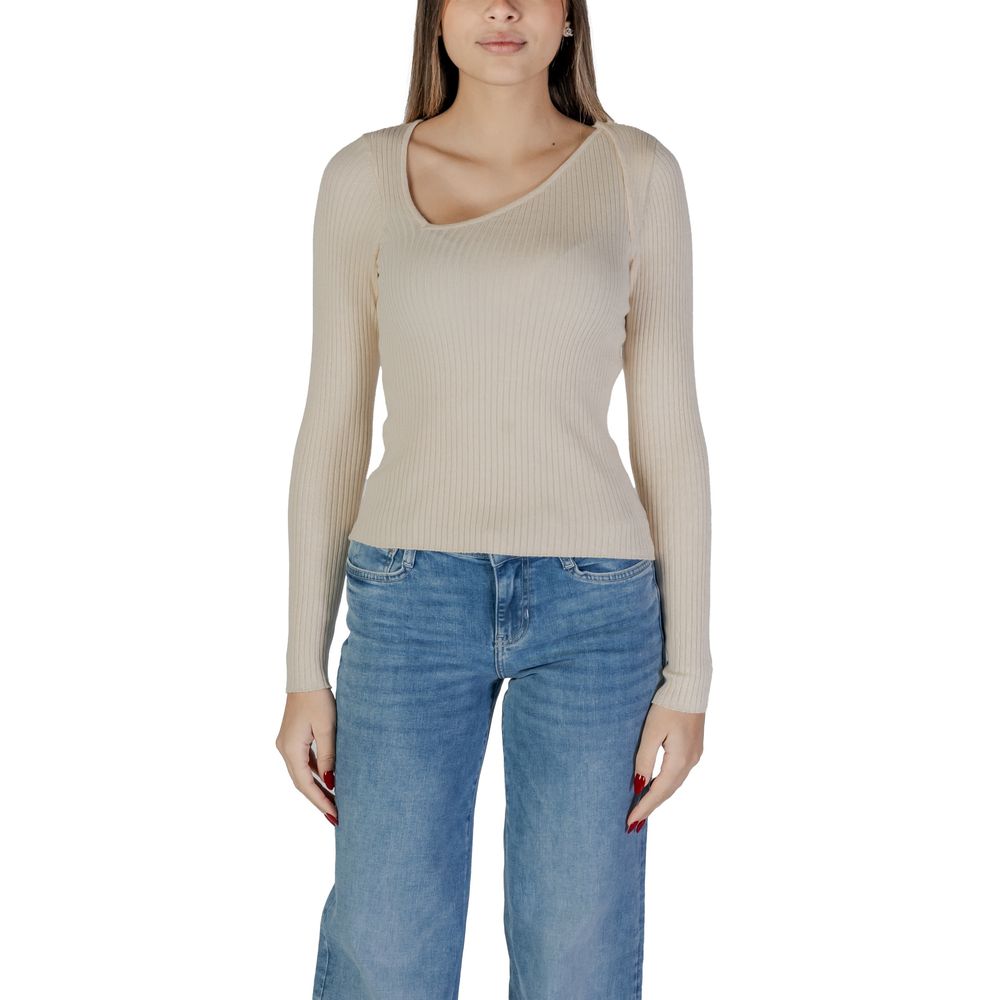 Vila Clothes Beige Viscose Sweatshirt - Luxe Nova