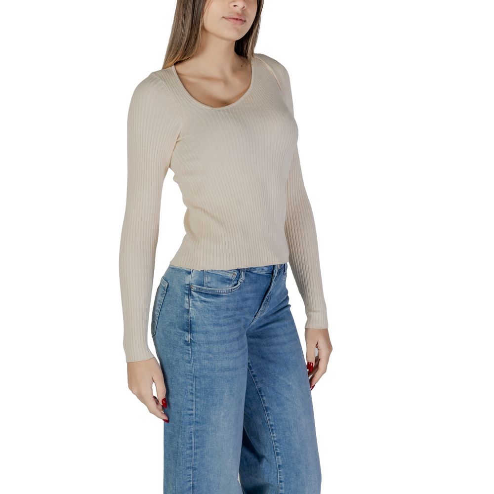 Vila Clothes Beige Viscose Sweatshirt - Luxe Nova