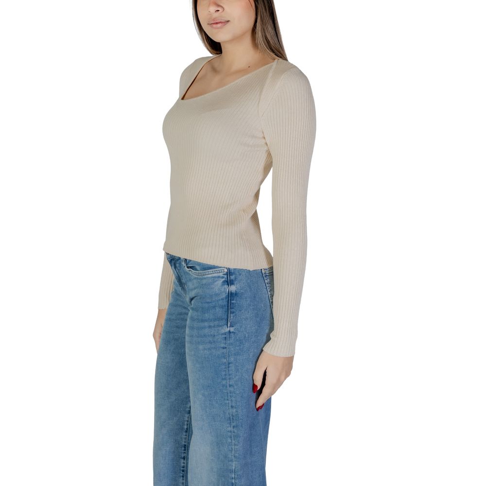 Vila Clothes Beige Viscose Sweatshirt - Luxe Nova