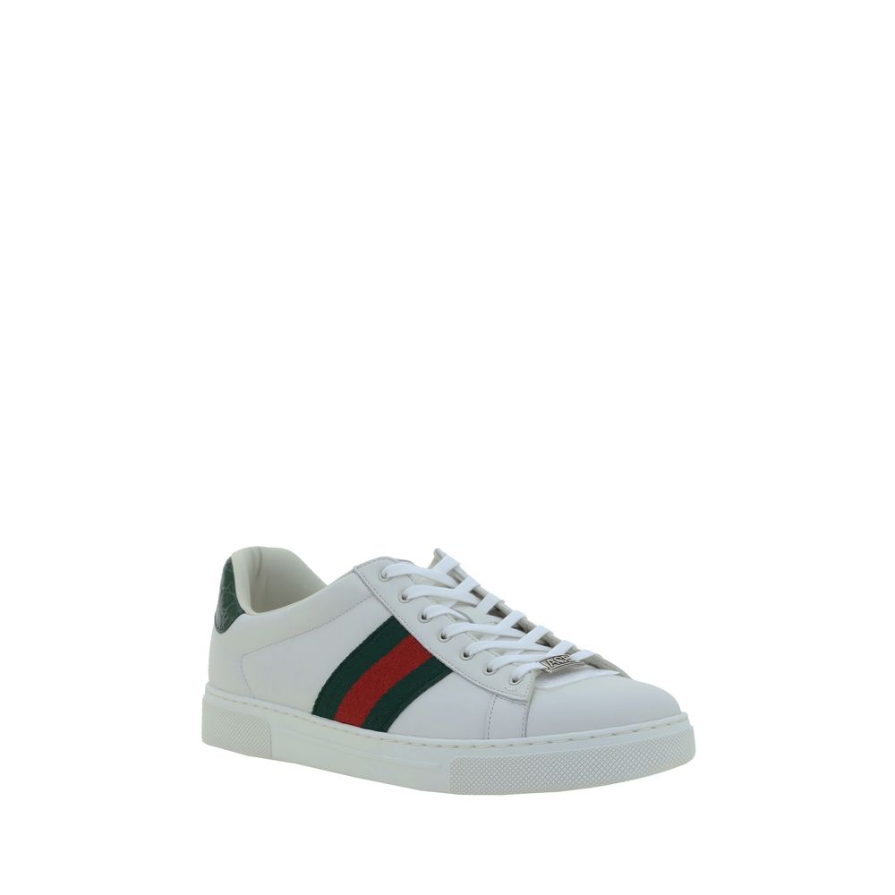 Gucci White Calf Leather Bos Taurus Low Top Sneakers - Luxe Nova