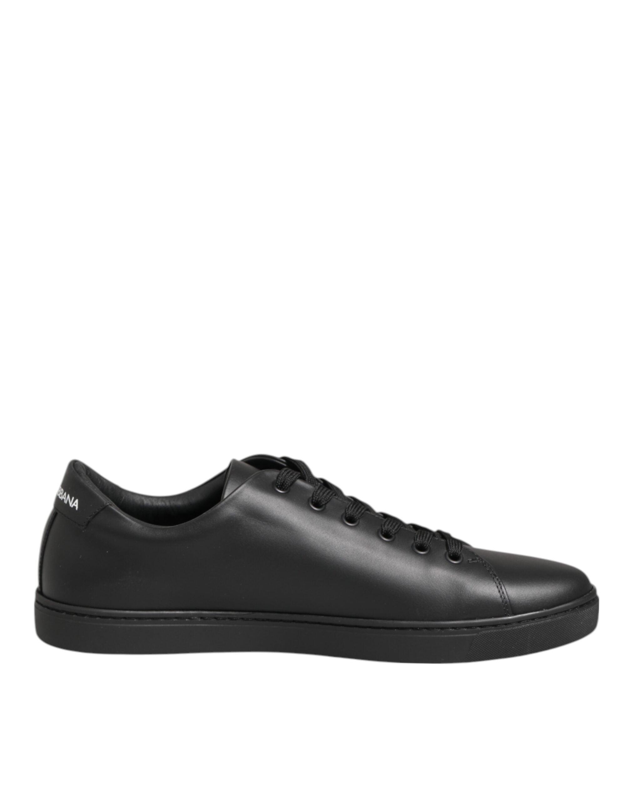 Dolce & Gabbana Black Leather Crystal Heart Sneakers  Shoes - Luxe Nova