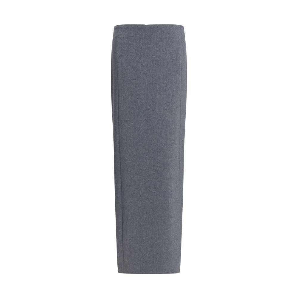 Thom Browne Gray Fleece Wool Long Skirt