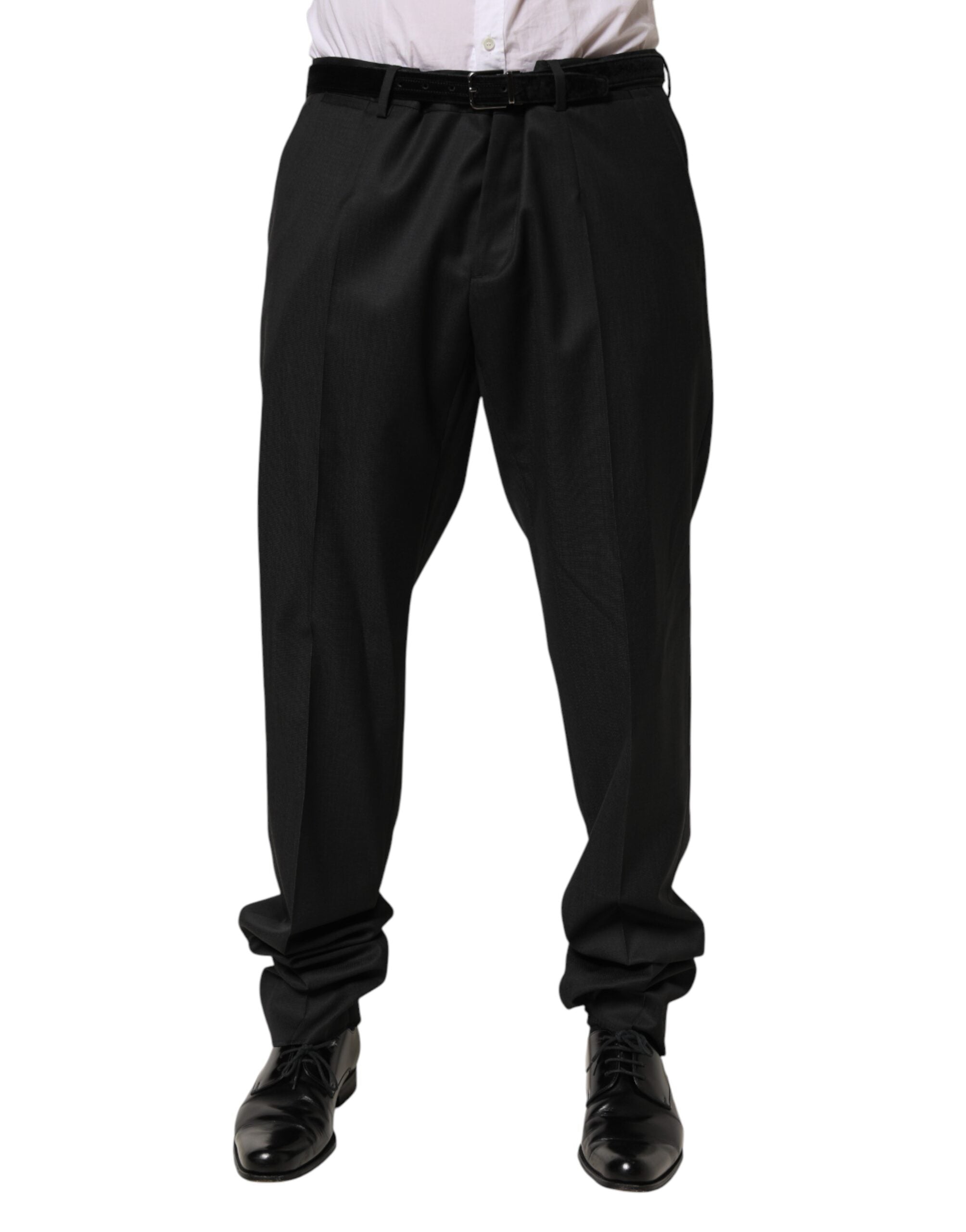 Dolce & Gabbana Black Wool Formal Dress Men Trouser Pants